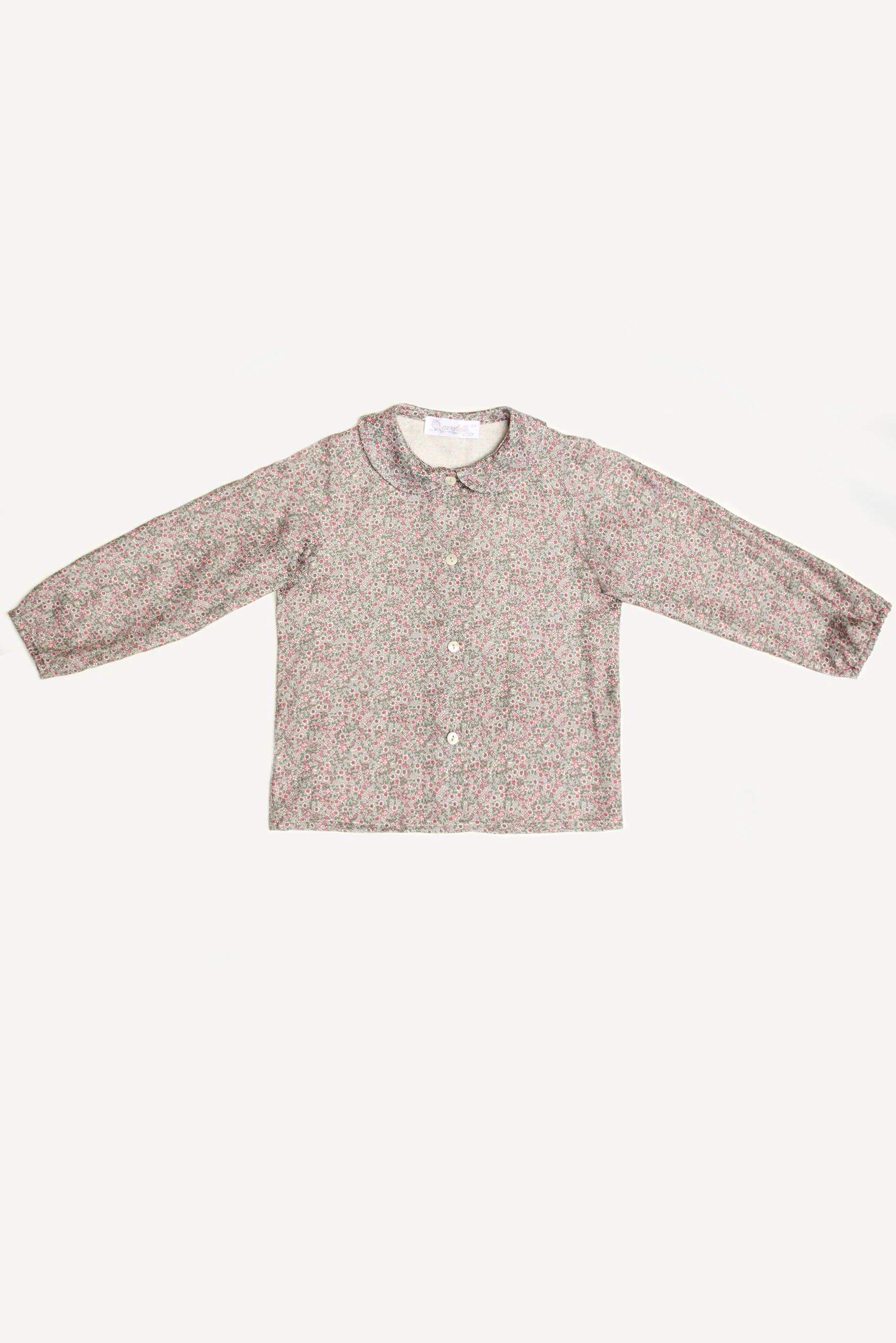 Camicia bambina a fiori rosa e verdi