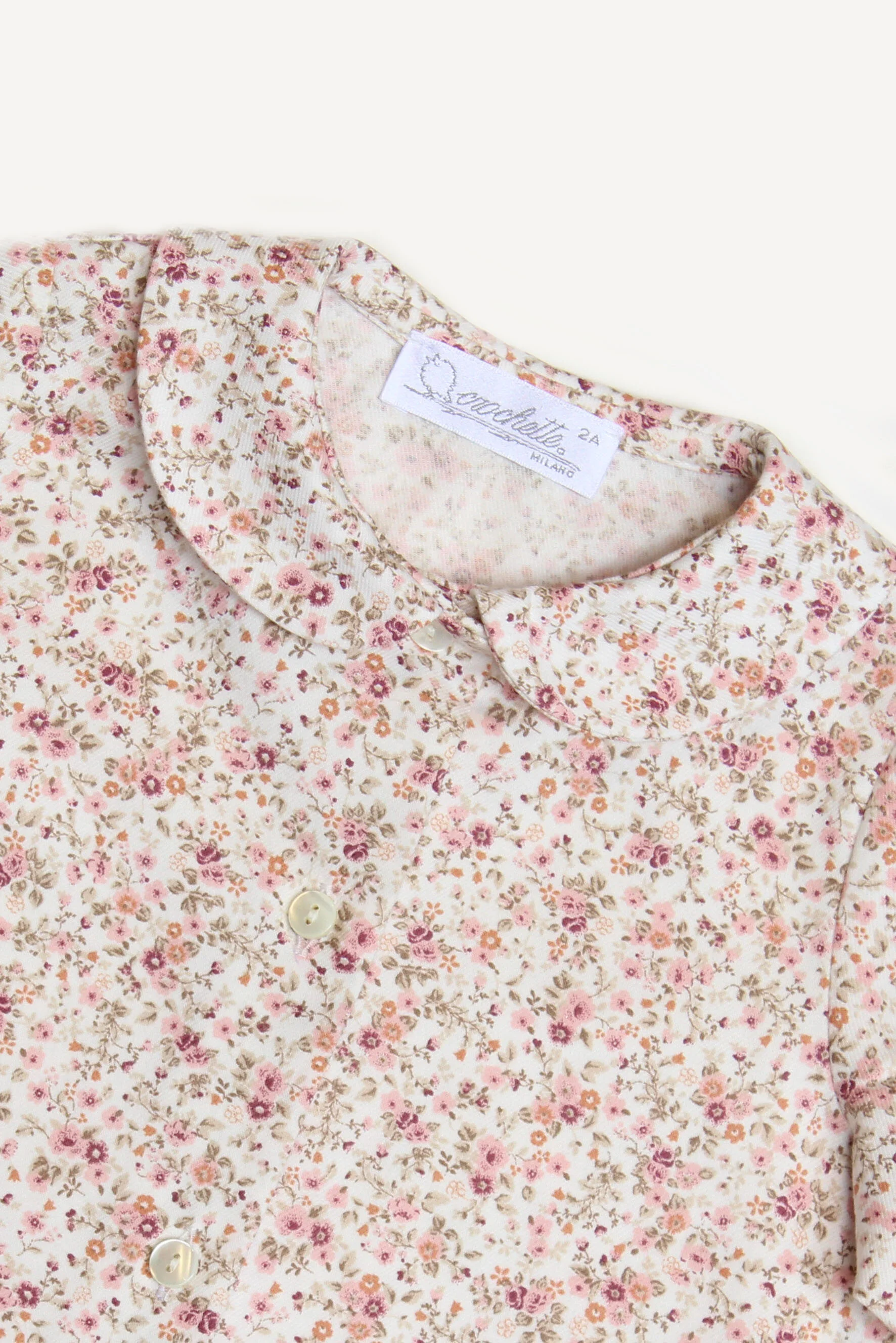 Camicia bambina fiori rosa e malva dettaglio