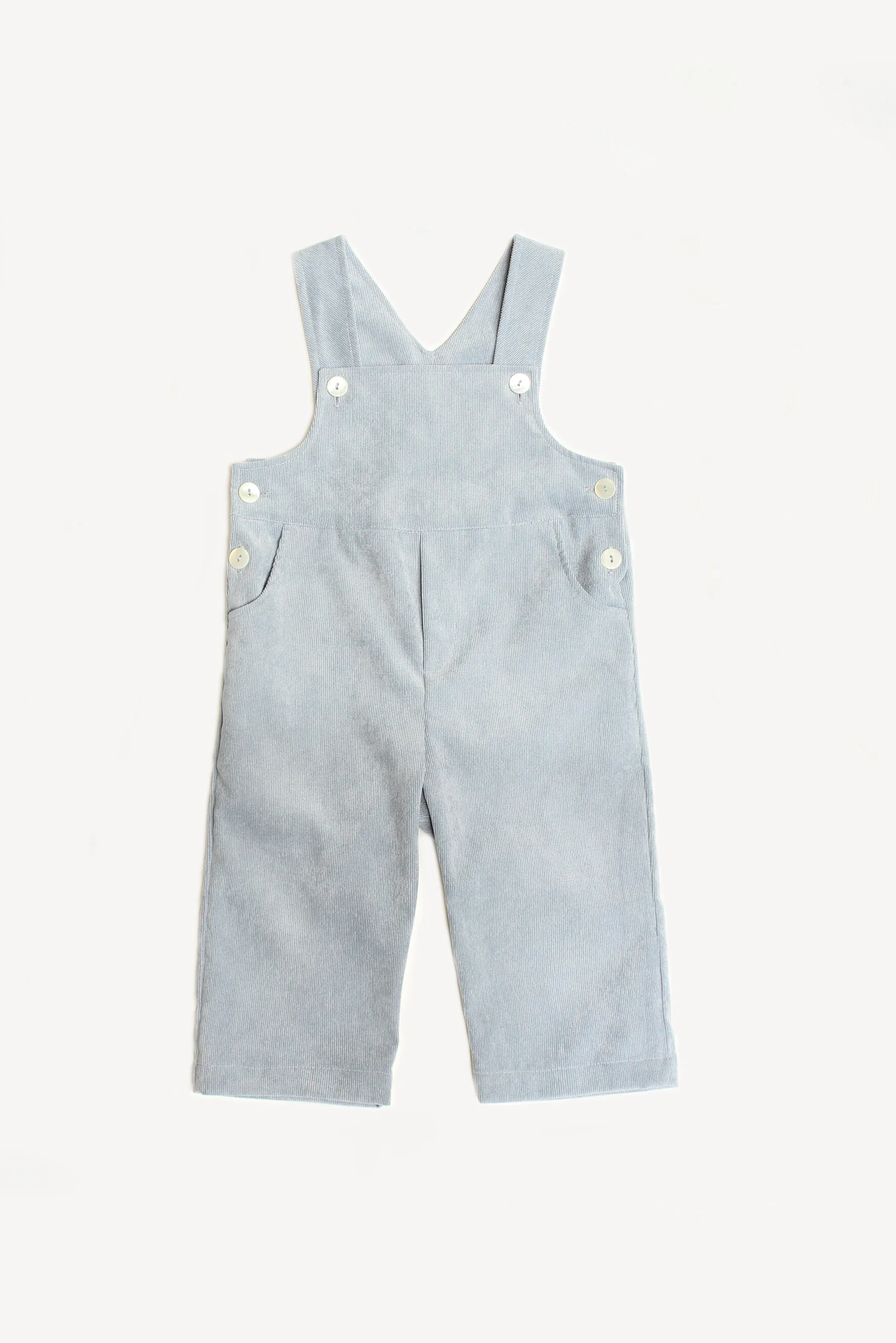 Salopette unisex in velluto azzurro polvere