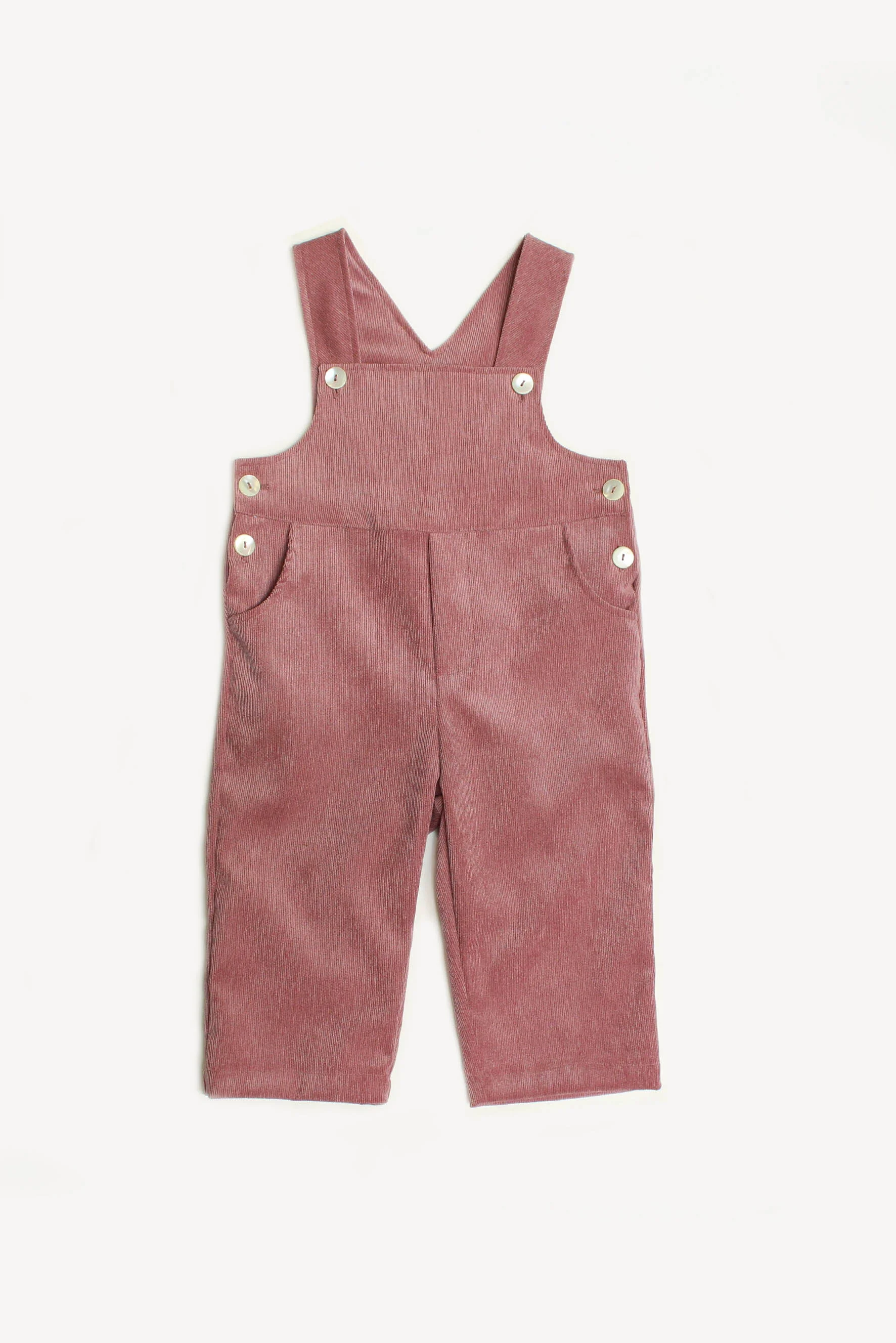 Salopette unisex in velluto rosa antico