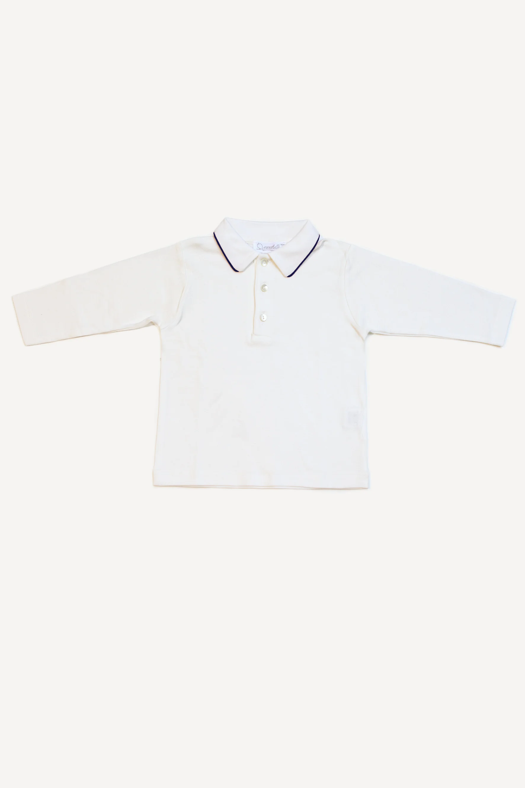 Maglia polo bambino bianca con codino blu