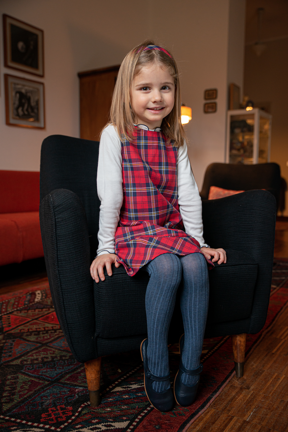 Vestito bambina a trapezio in scozzese — Crochette