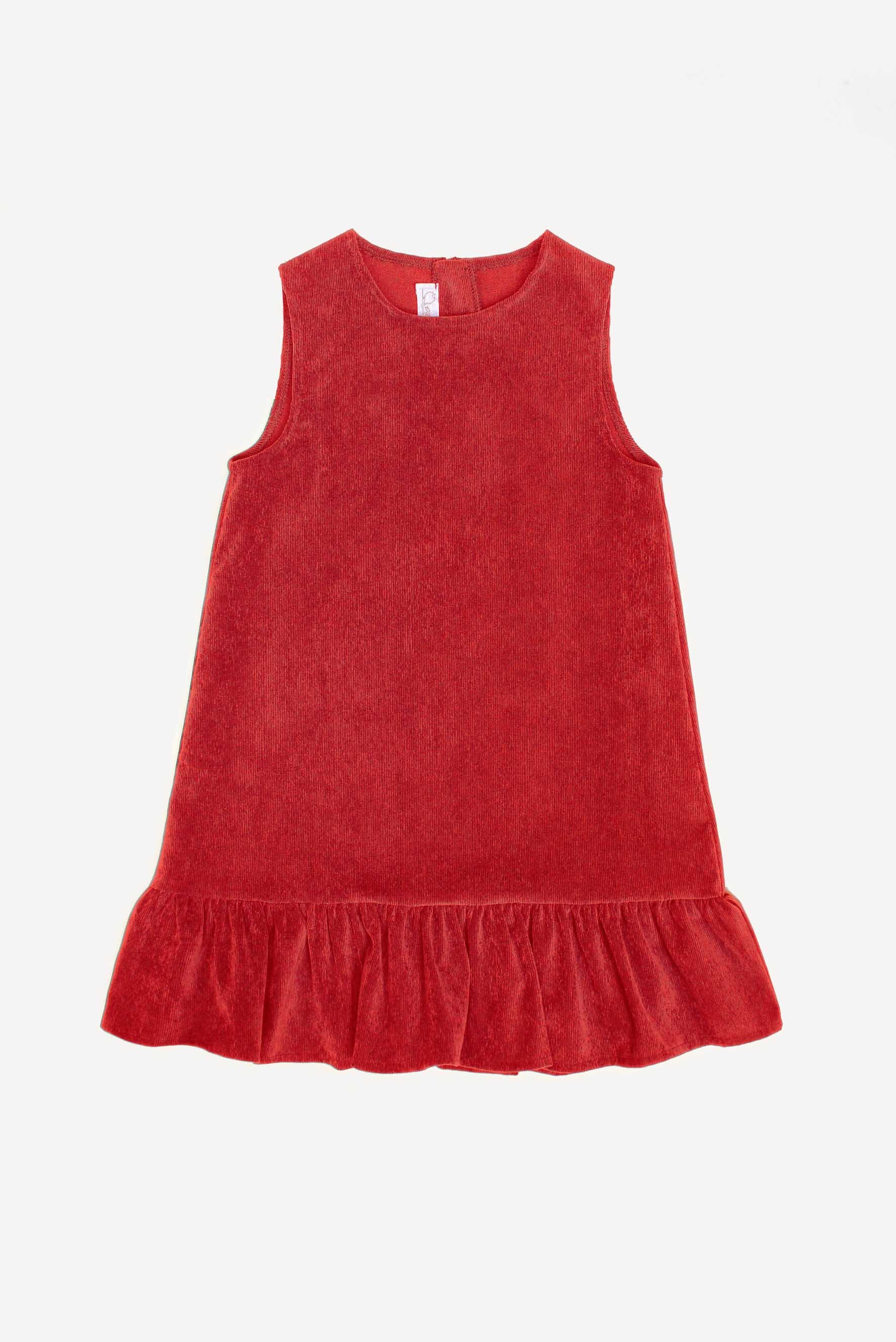 Vestito bambina a trapezio in velluto rosso