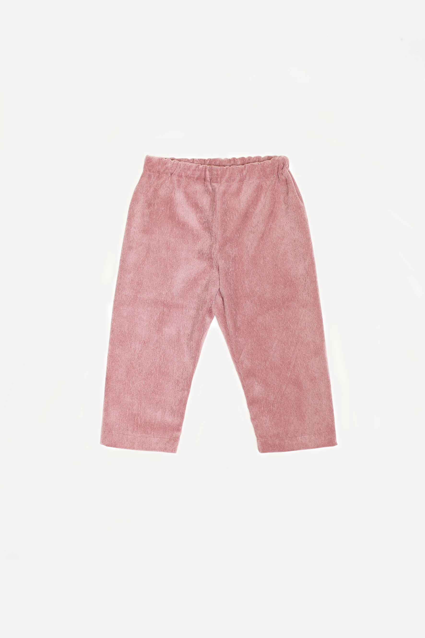 Pantaloni bambina in velluto rosa antico