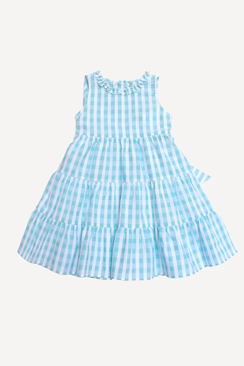 Vestito per bambina balze in vichy maxi verde — Crochette