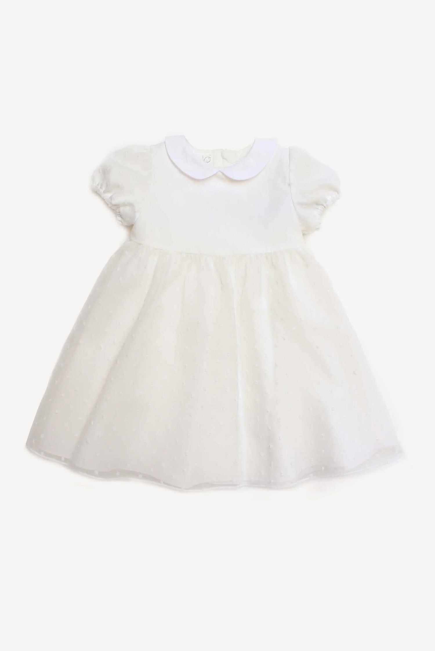 Vestito neonata bianco con organza plumeti