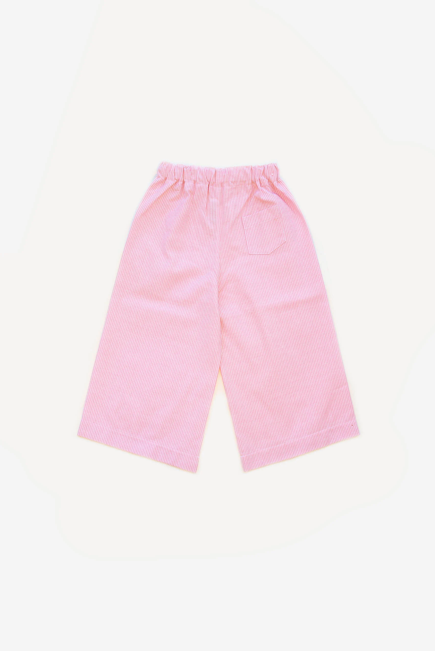 Pantaloni larghi bambina a righe corallo
