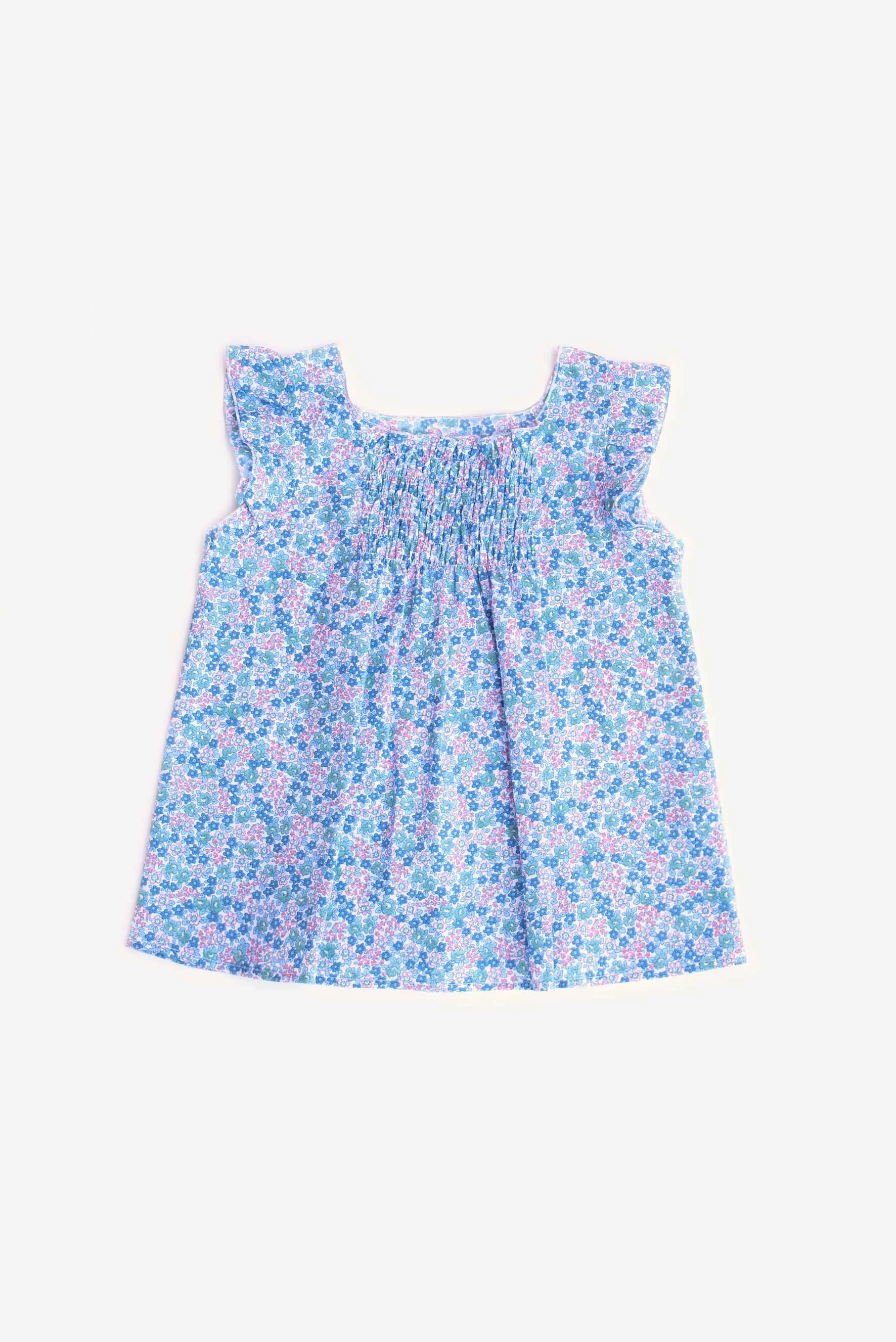 Camicia punto smock a fiorellini multicolor