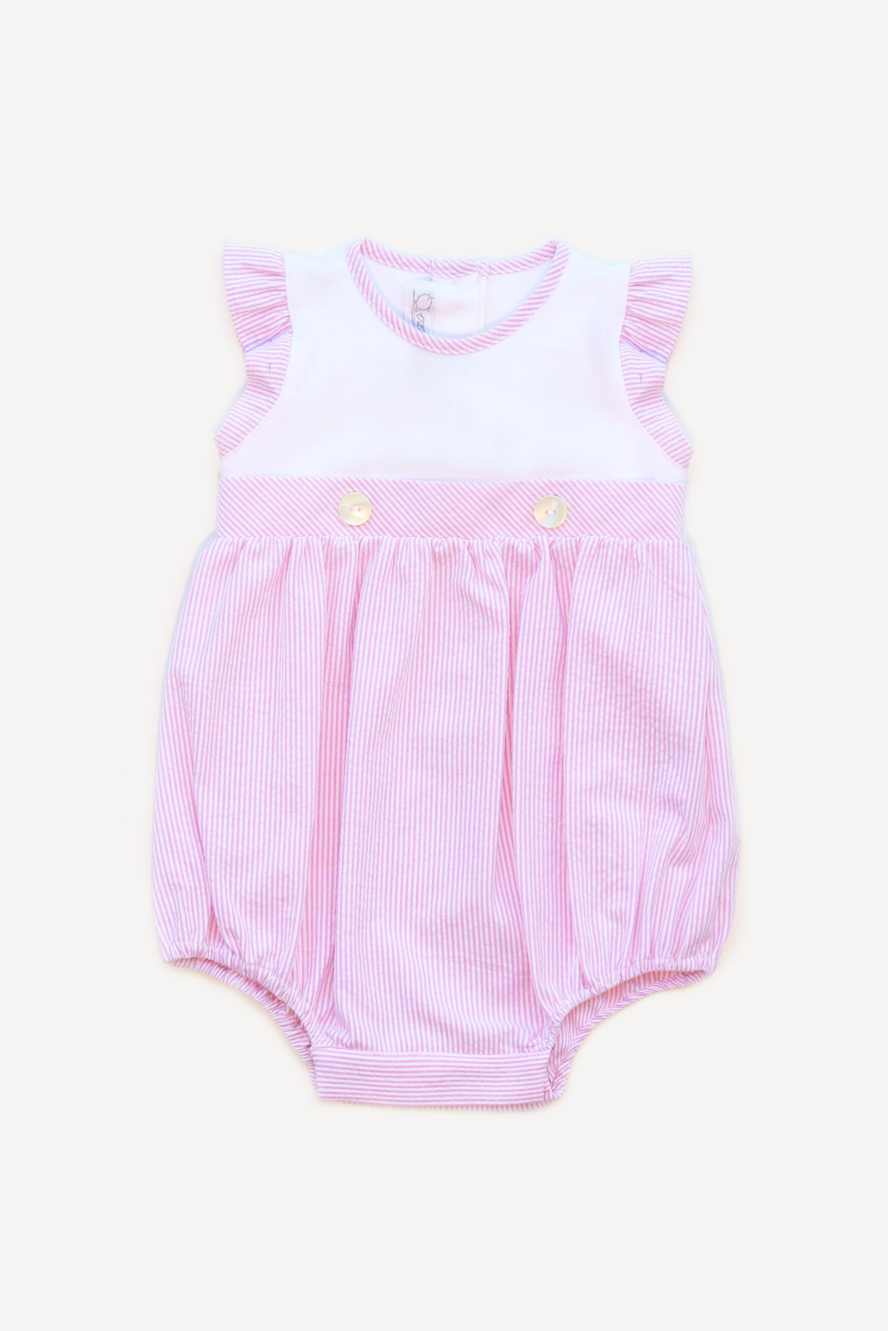 Pagliaccetto neonata con alette a righe rosa
