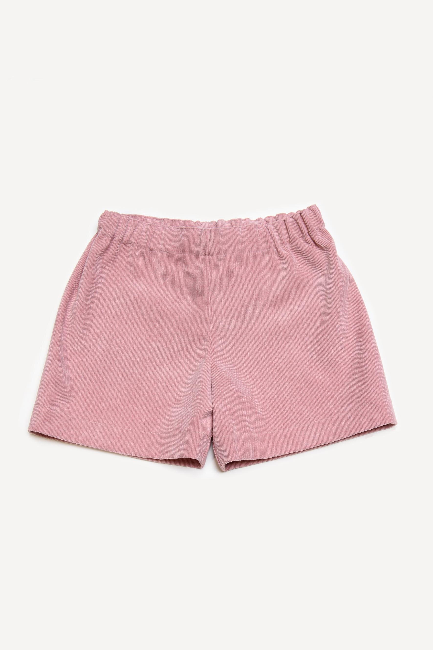 Pantaloncini bambina velluto rosa antico