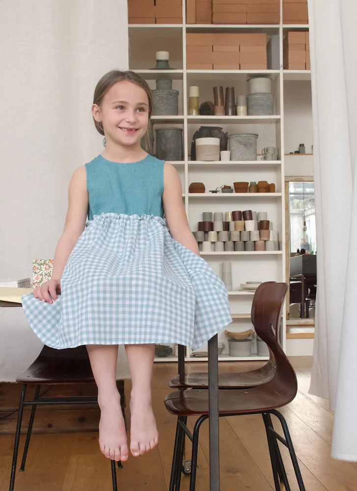 Vestito bambina quadretti verde