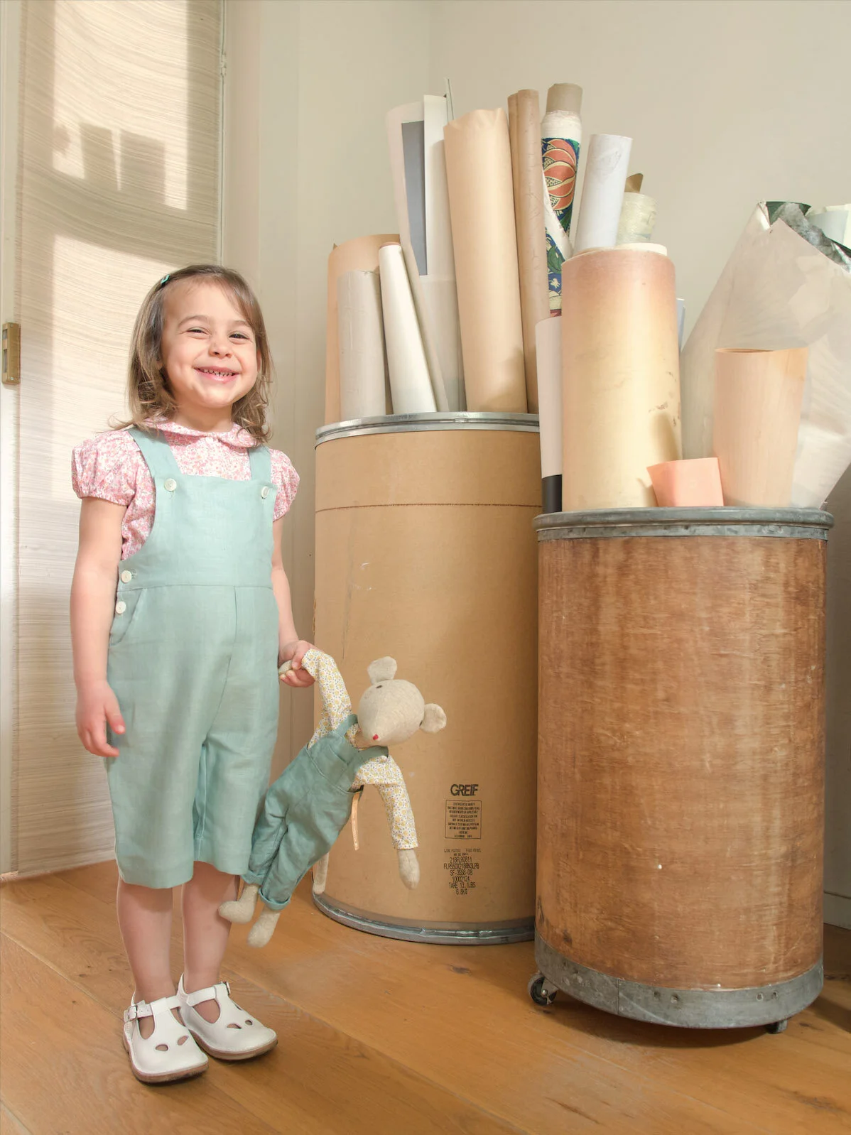 Camicia bambina a fiori rosa e arancio