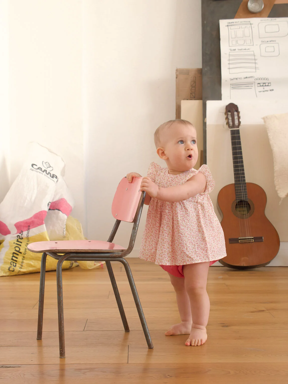 Camicia e culotte neonata a fiori plumetis corallo