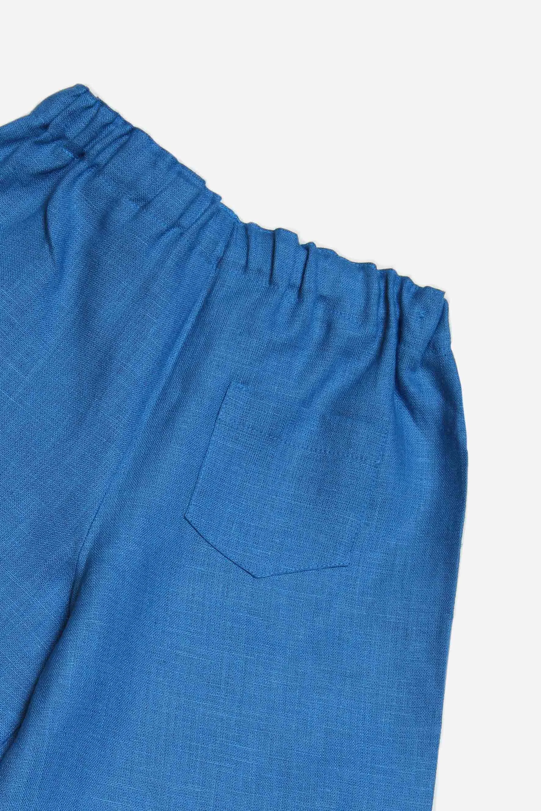 Pantaloni larghi bambina cobalto dettaglio