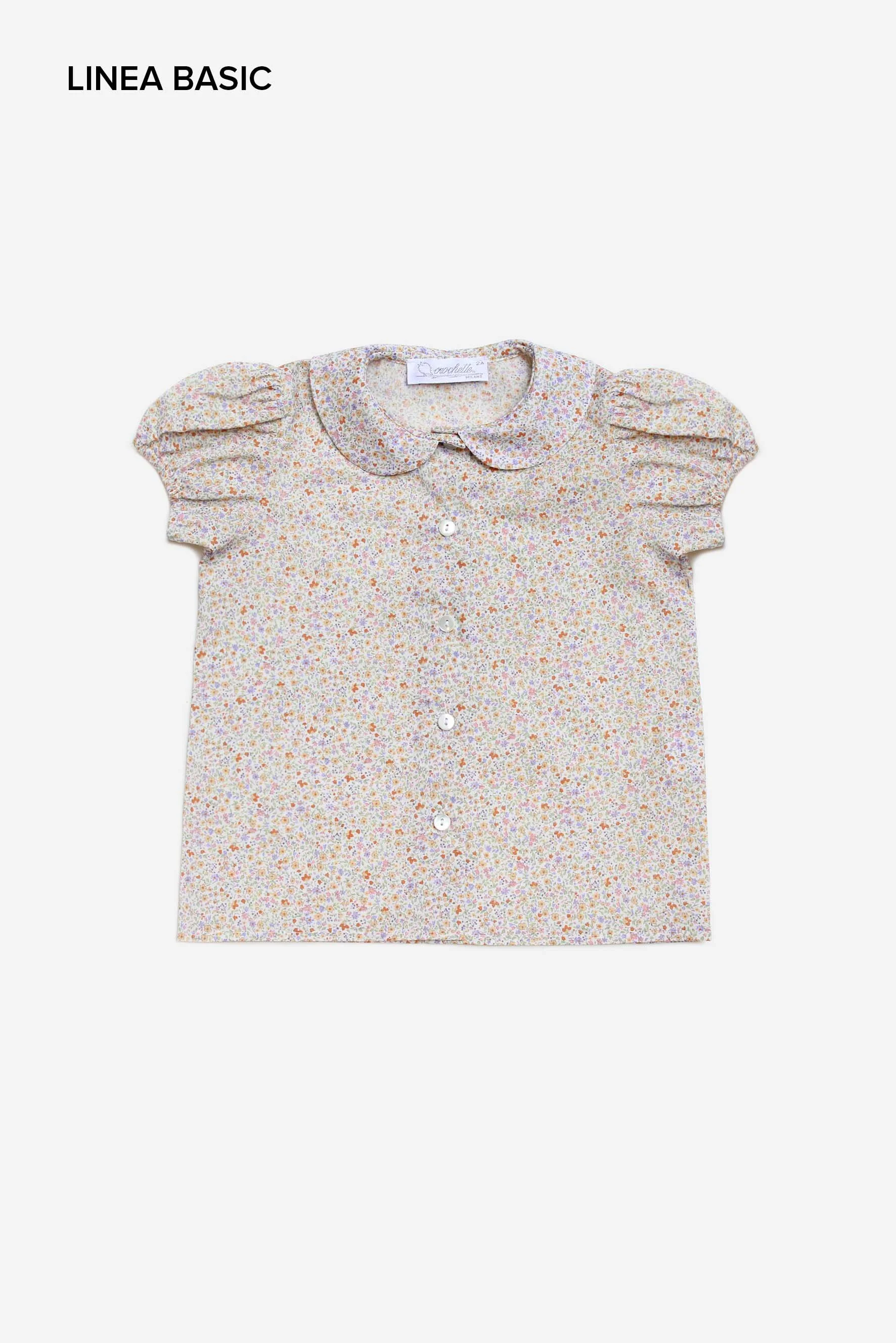 Camicia bambina a fiori gialli e lilla