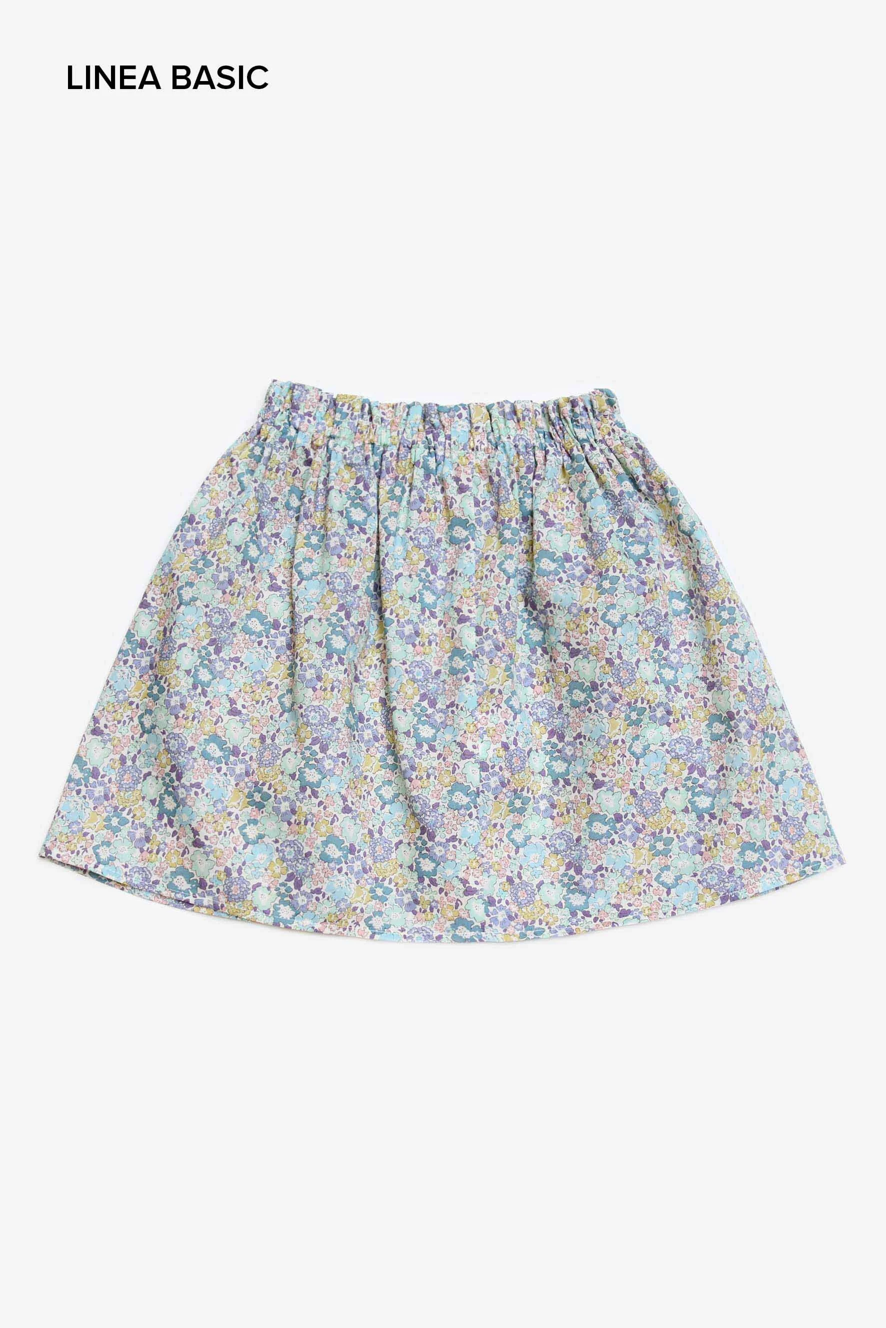 Gonna bambina a fiori Liberty verde