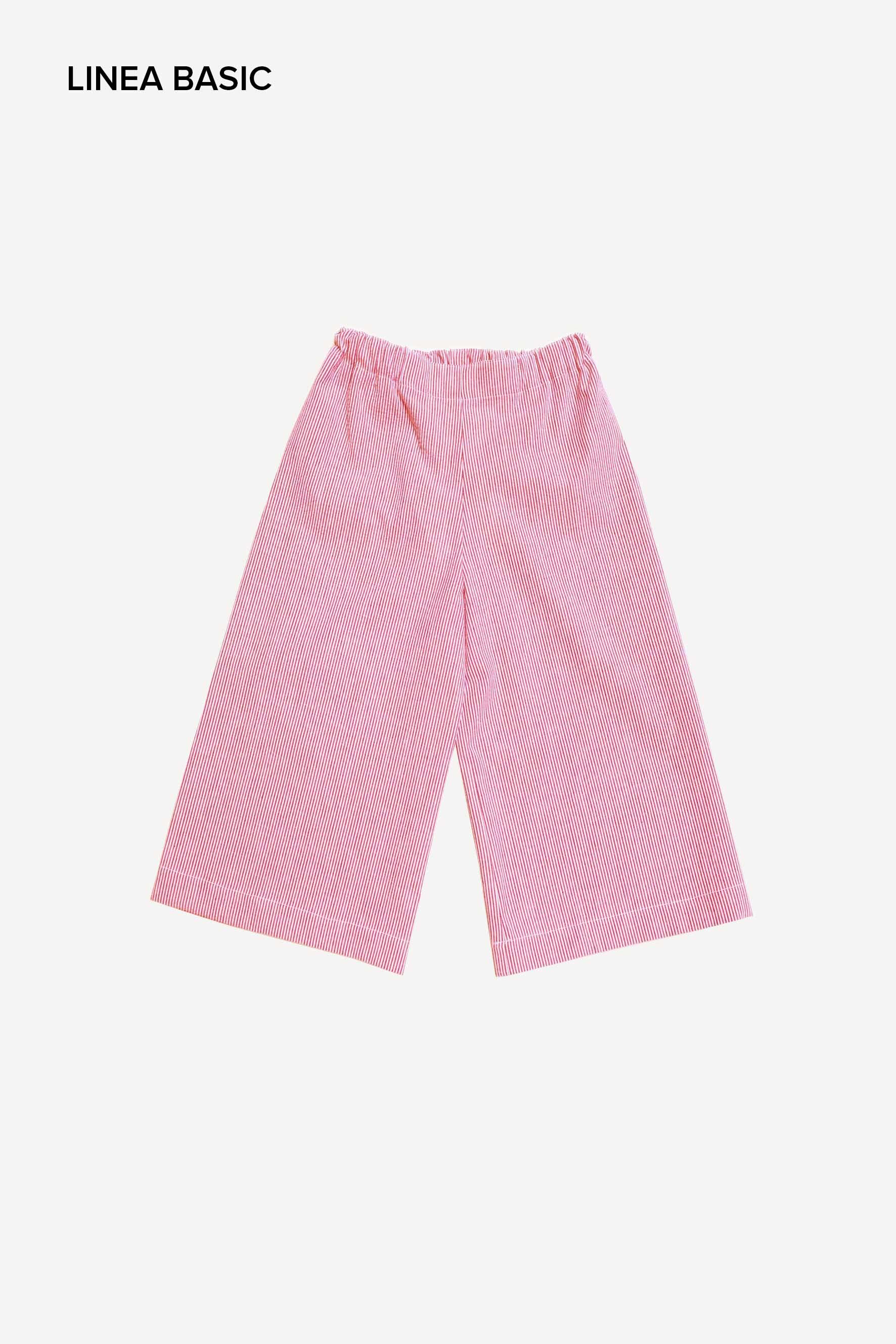 Pantaloni larghi bambina a righe rosse