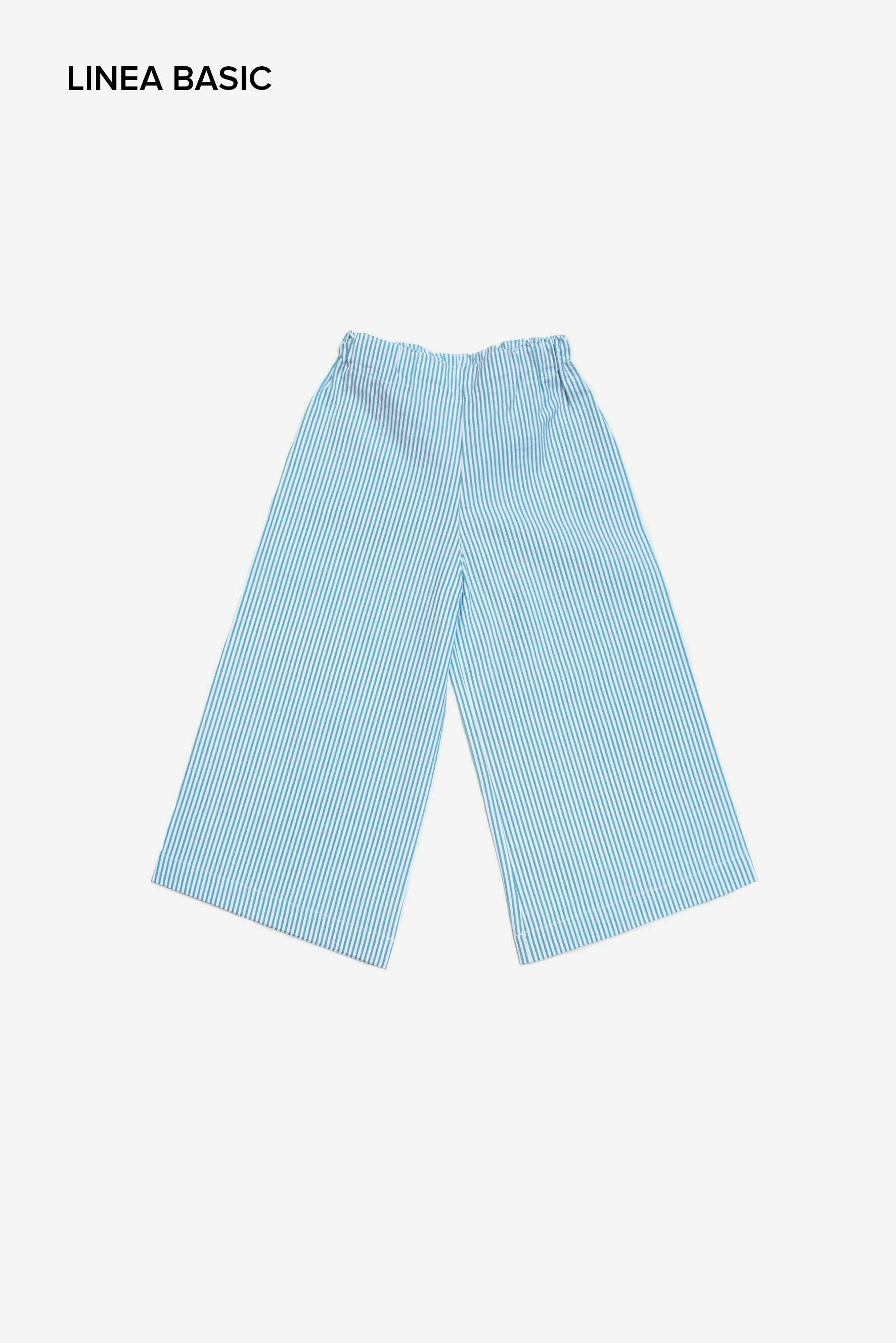 Pantaloni larghi bambina a righe verdi