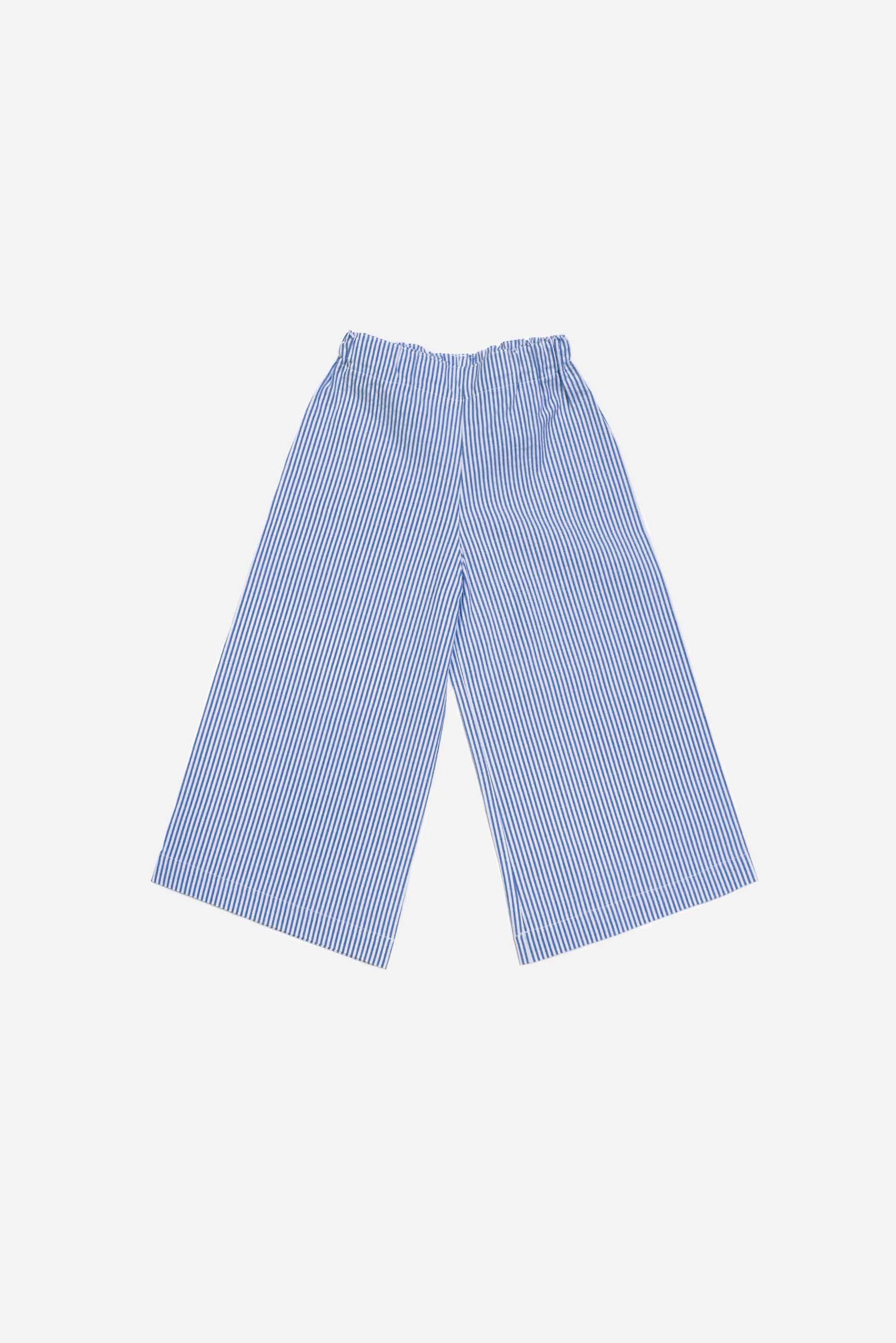 Pantaloni larghi bambina a righe blu