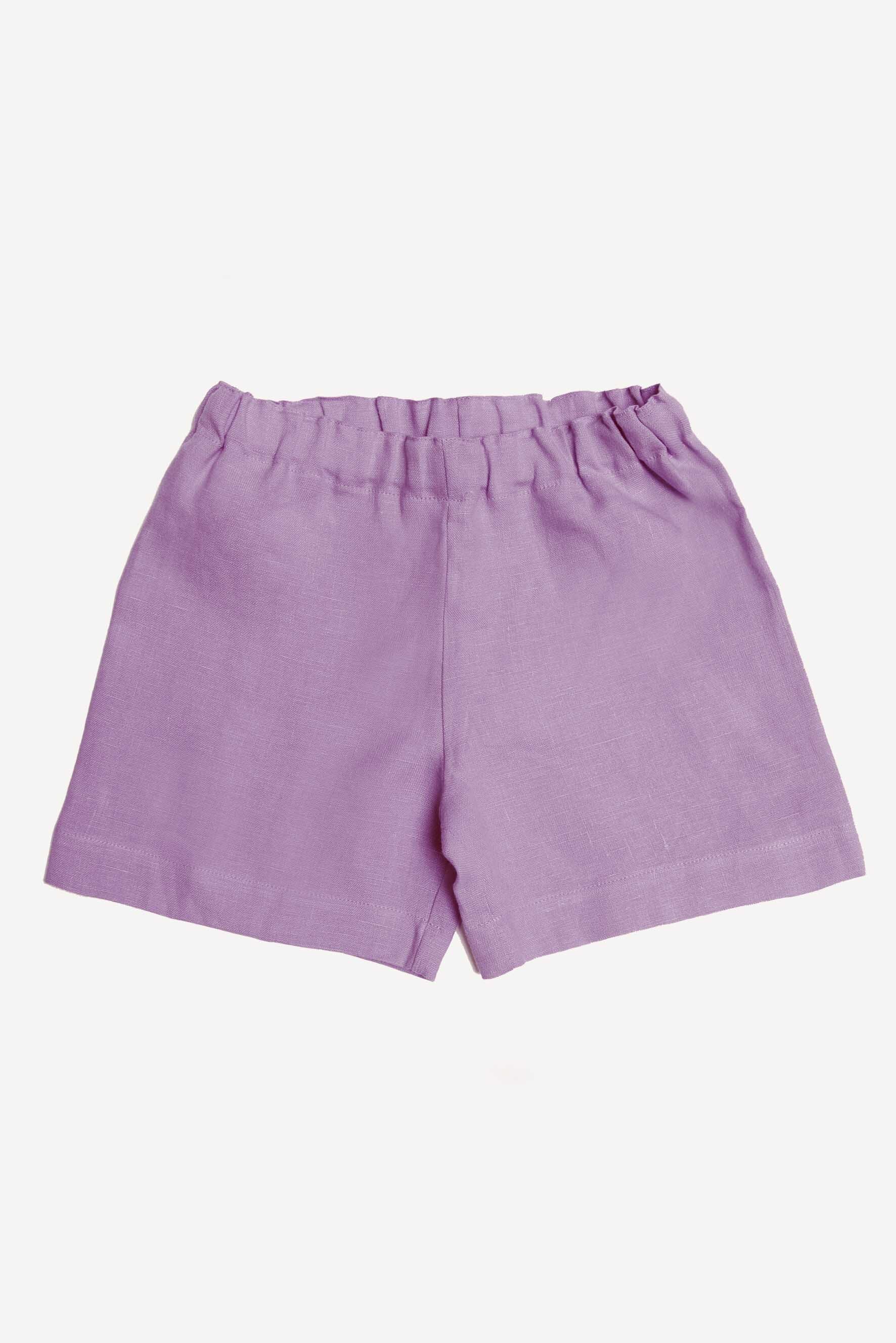 Pantaloncini bambina lino lilla