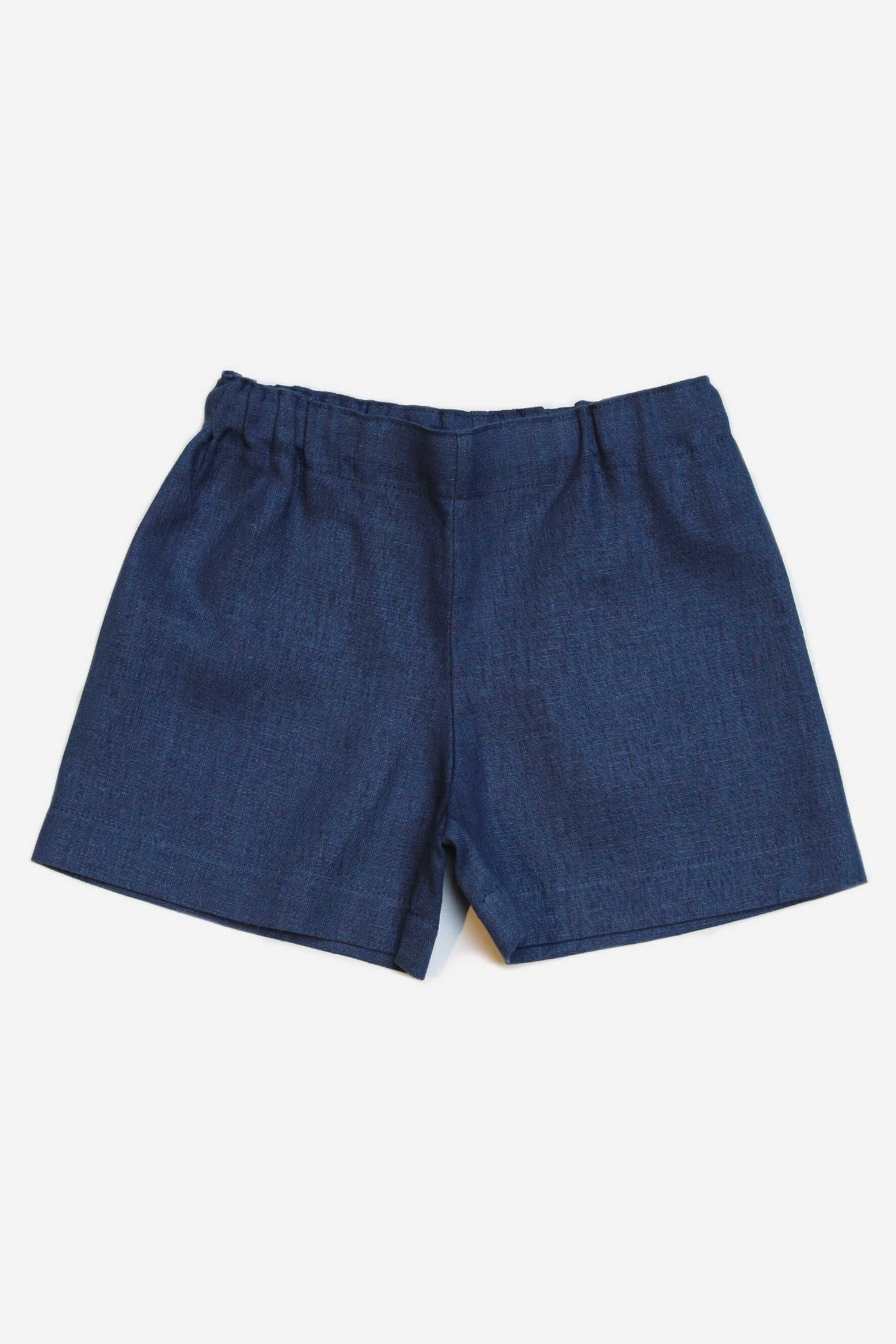 Pantaloncini bambina lino blu