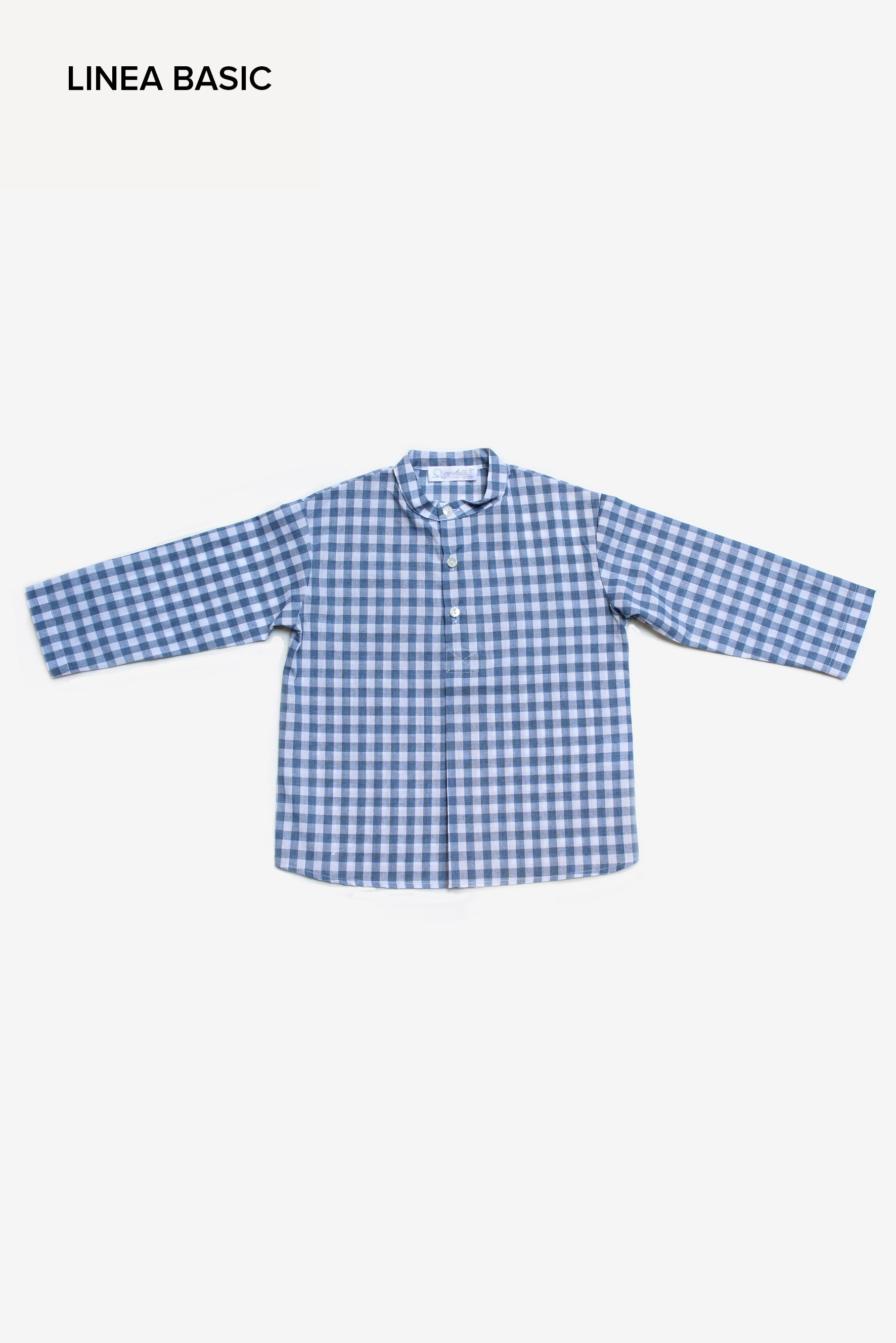 Camicia bambino con piega a quadretti blu