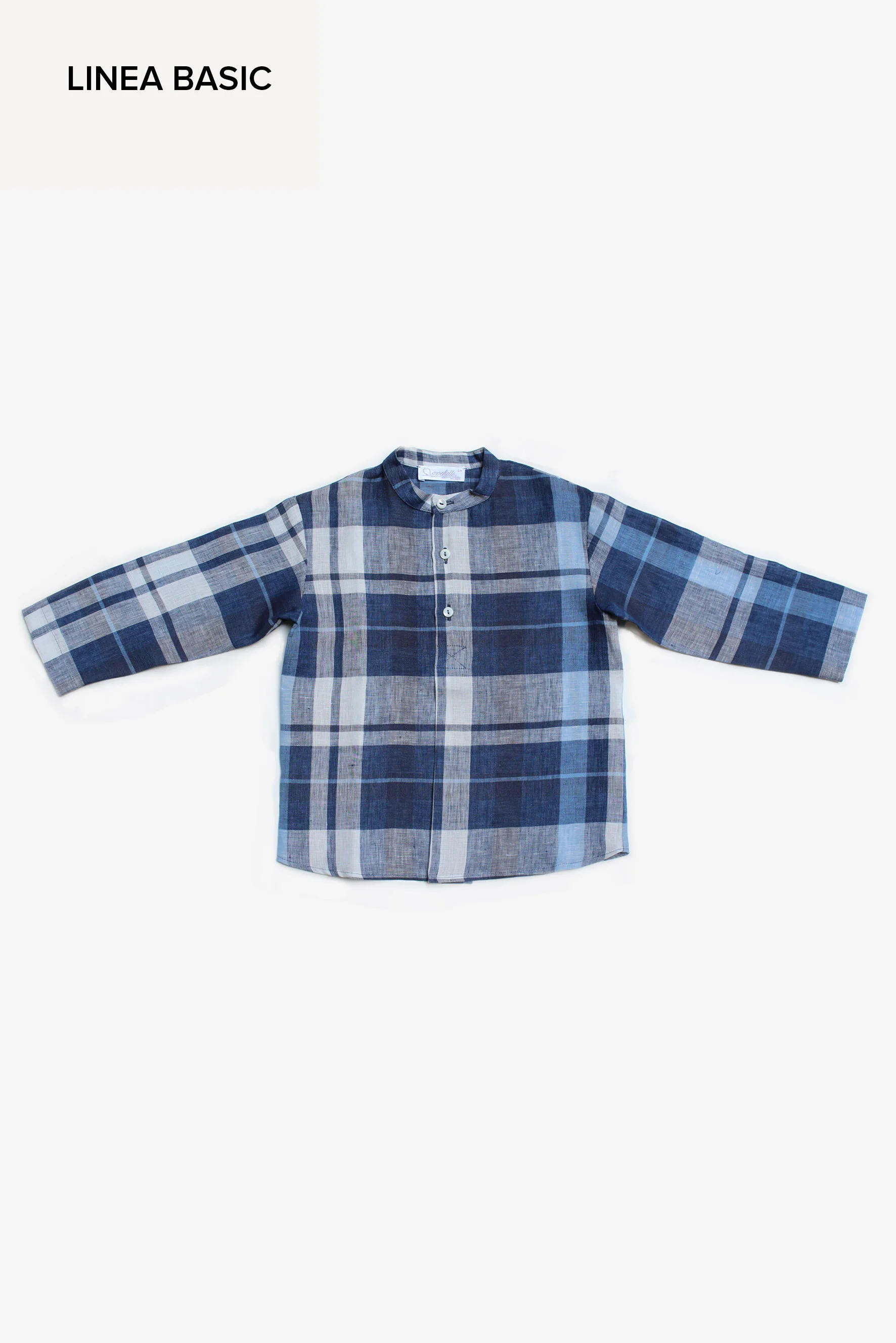 Camicia bambino con piega a quadri blu
