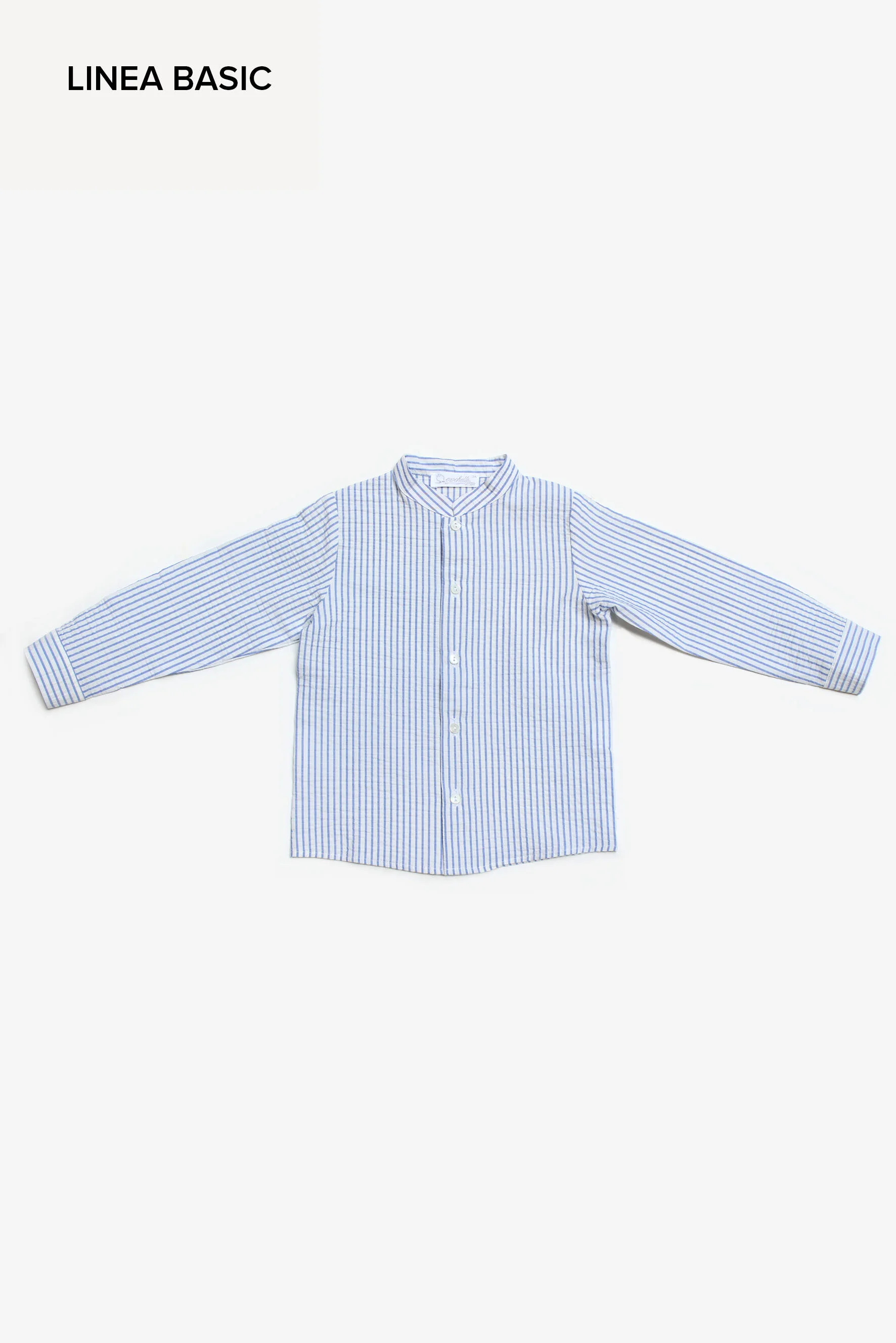 Camicia bambino goffrato a righe blu