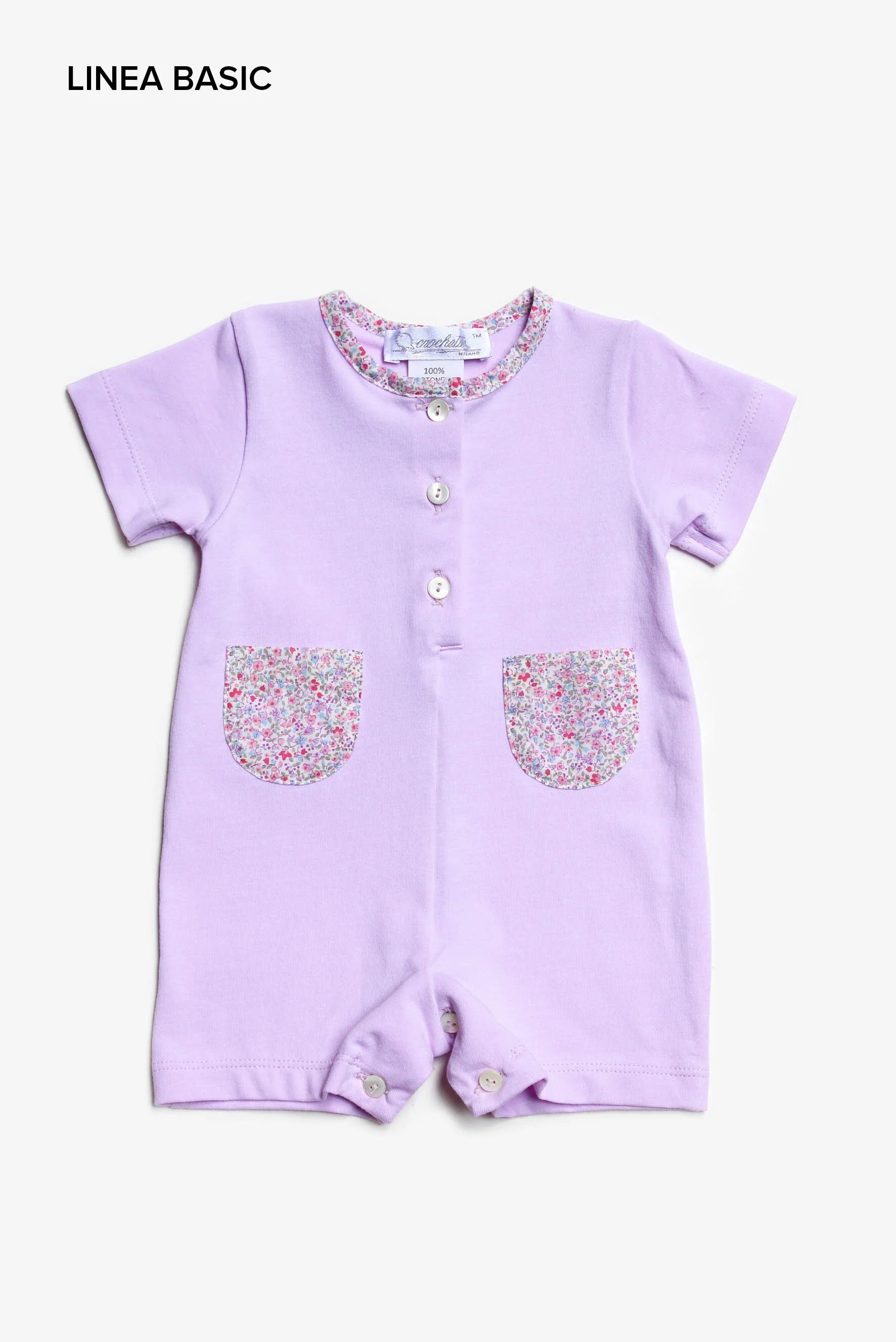 Tutina neonata lilla con fiori rossi