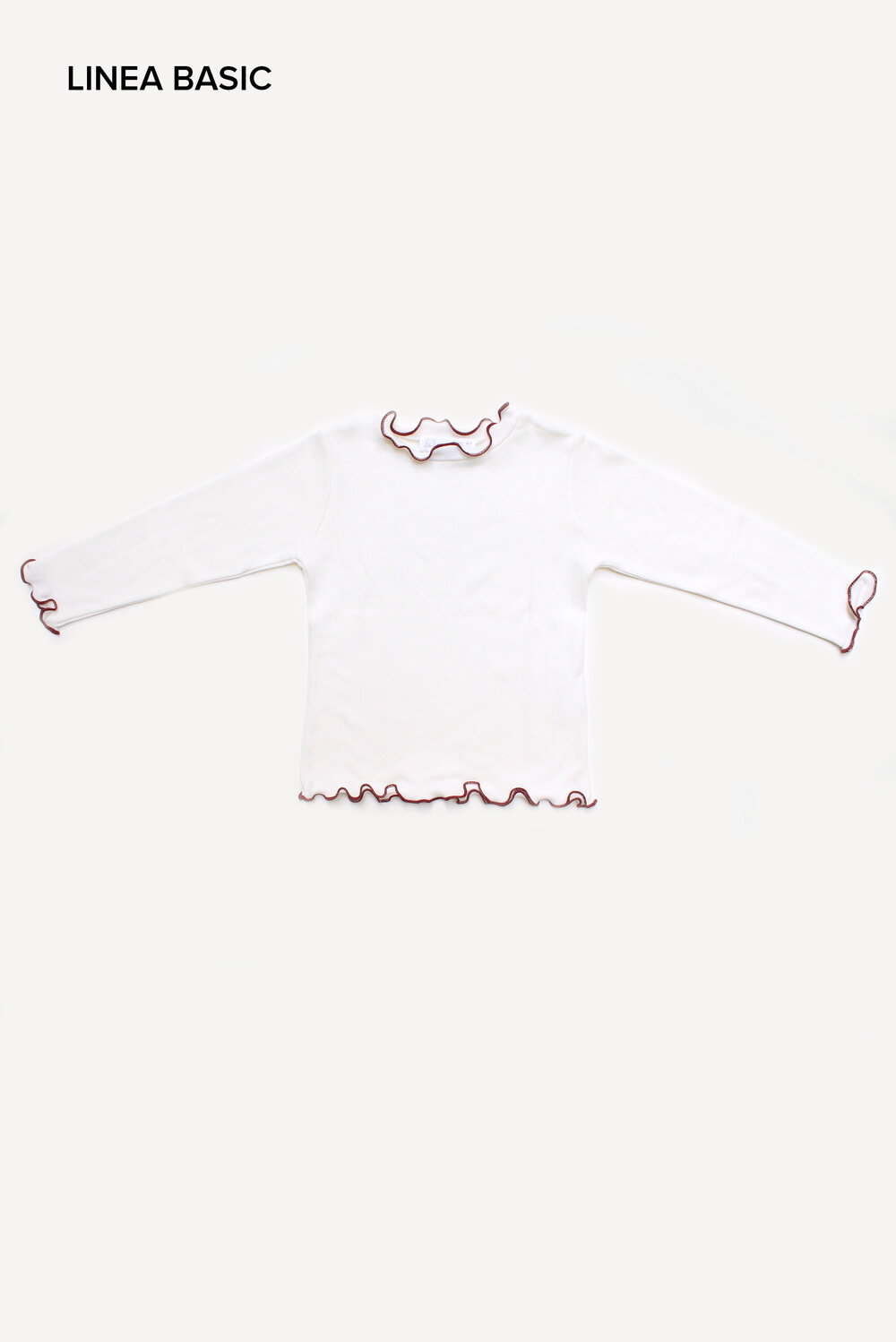 Maglia lupetto bambina con ruches bordeaux — Crochette