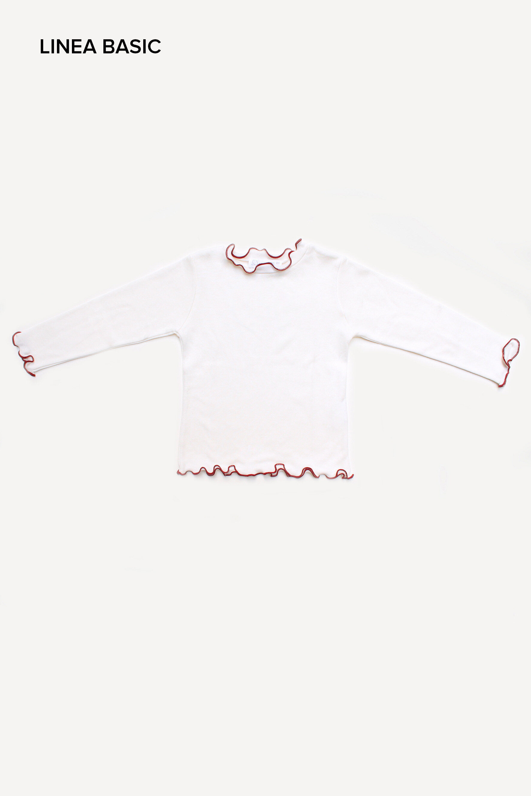 Maglia lupetto bambina rouches rossa