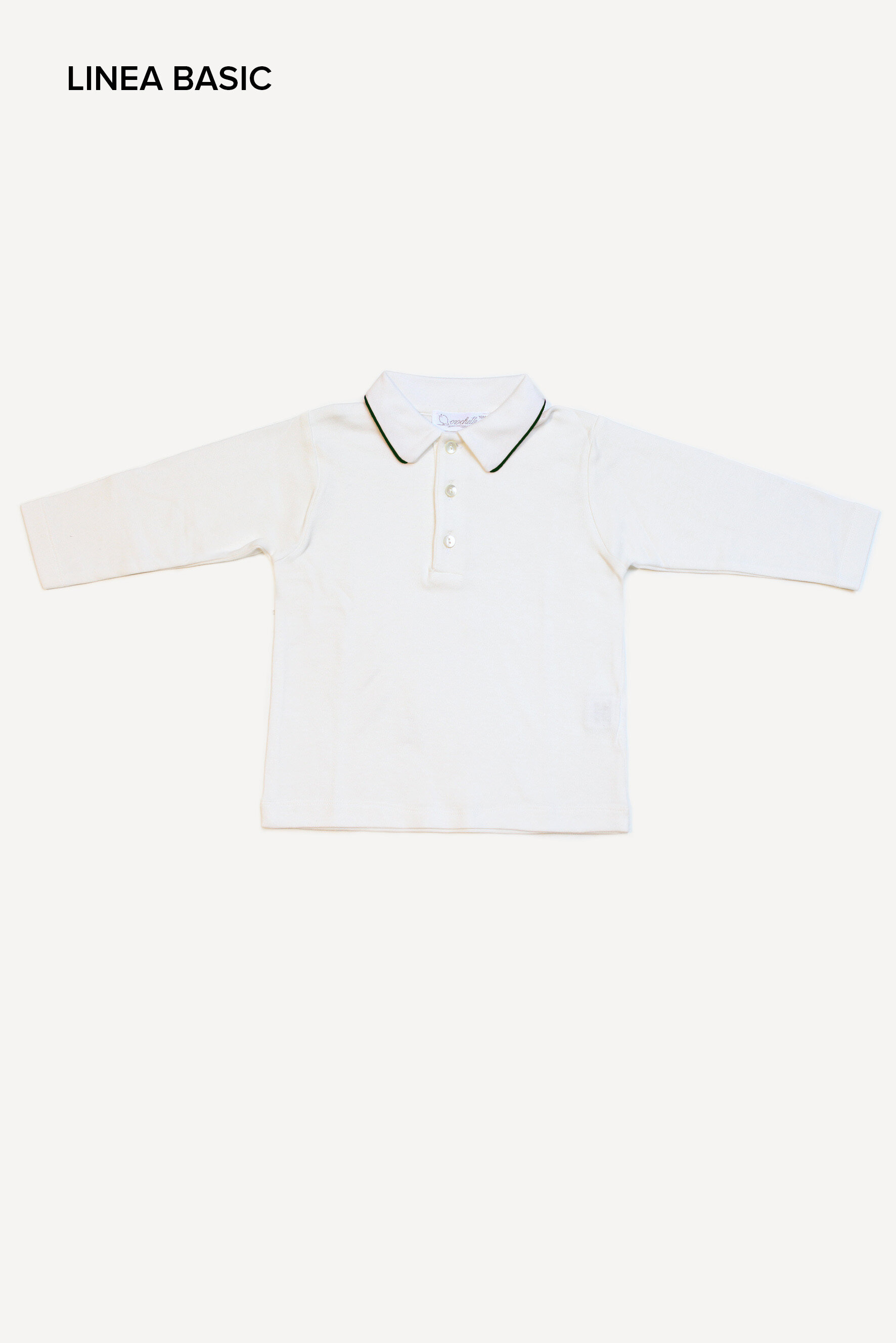 Maglia polo bambino bianca con codino verde Crochette