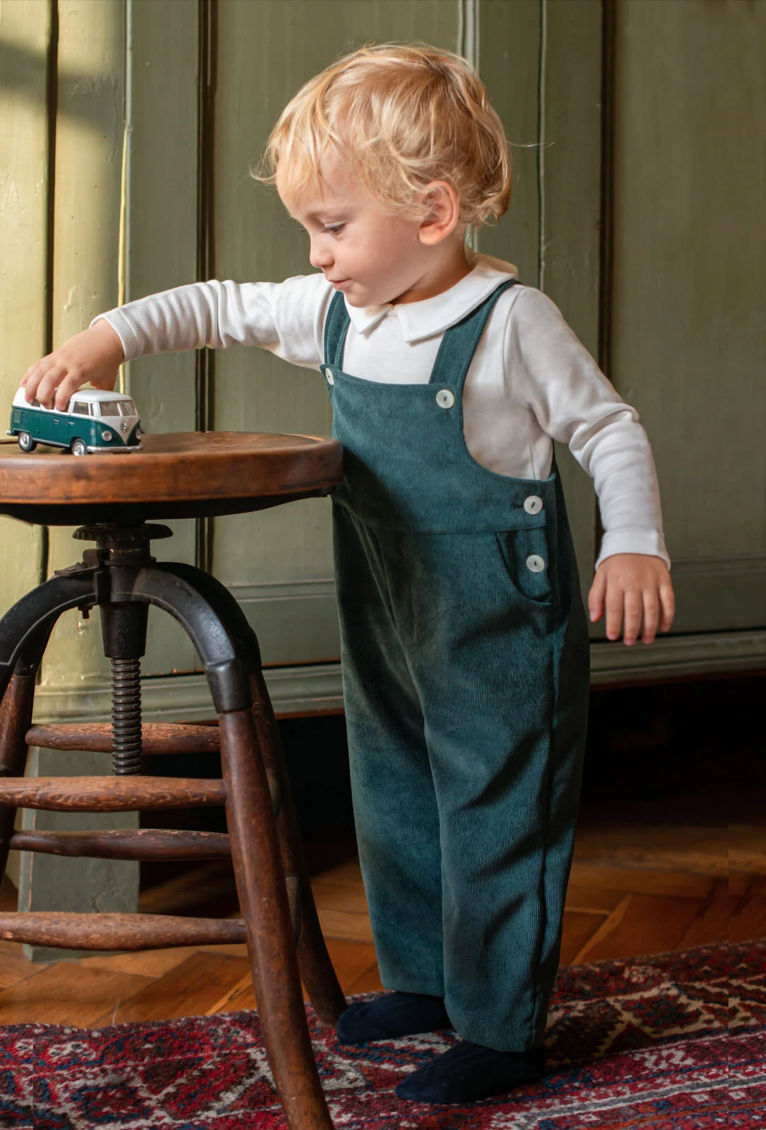 Salopette unisex in velluto verde