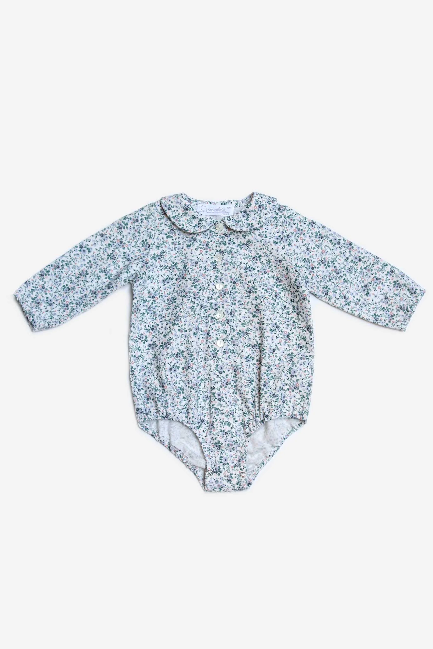 Body camicia fiori verdi e rosa