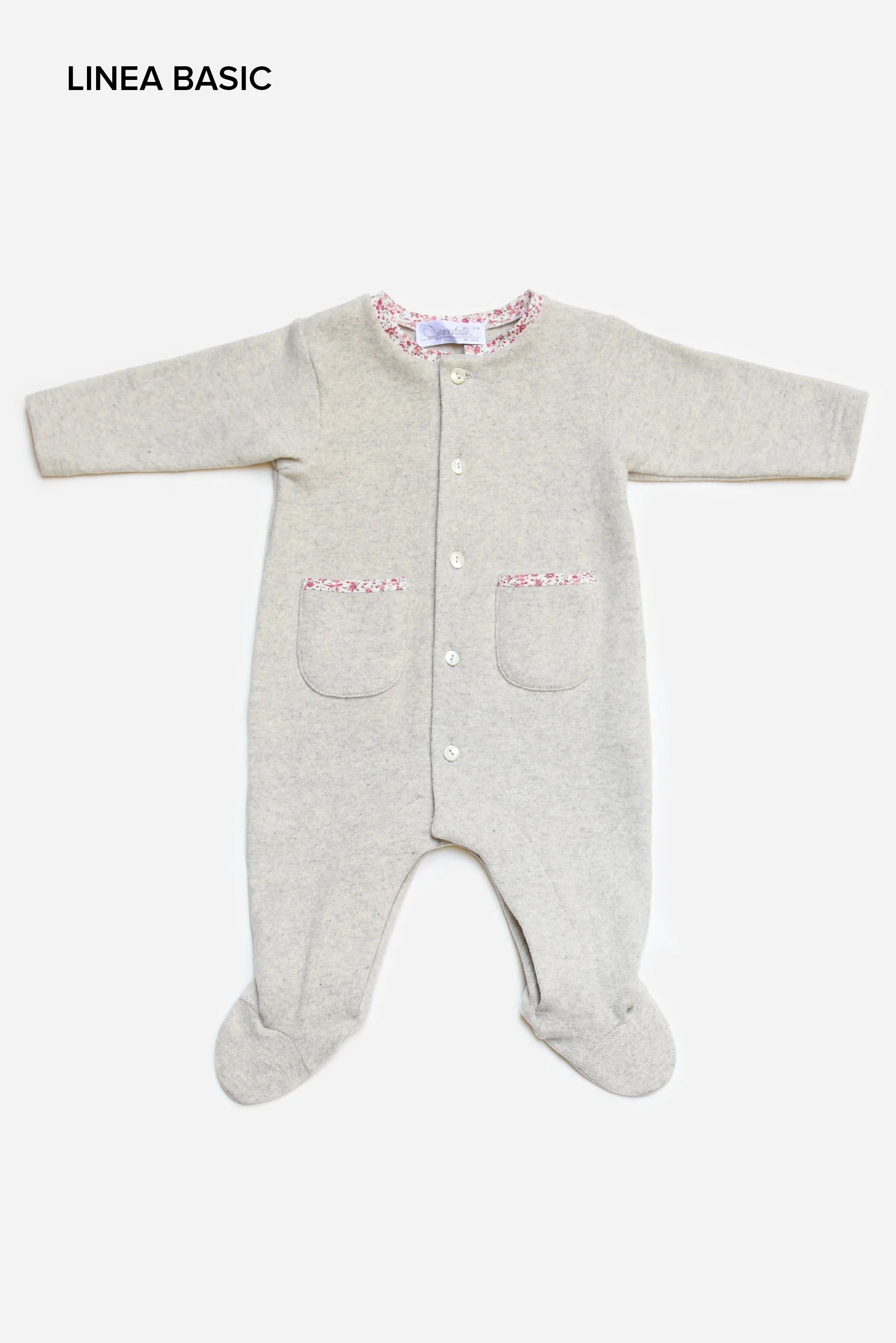 Tutina piedini neonata in maglia beige