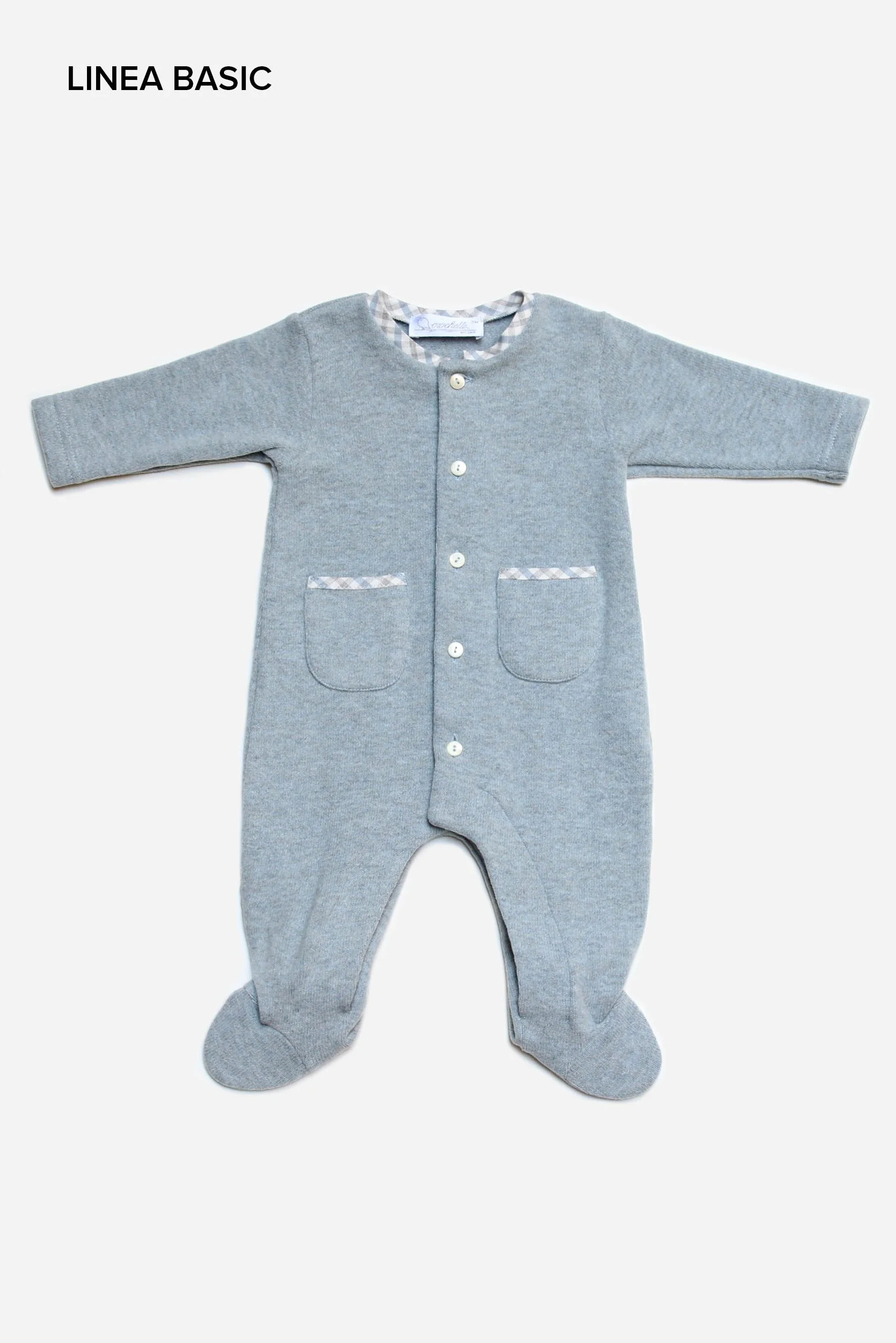 Tutina piedini neonato in maglia avio