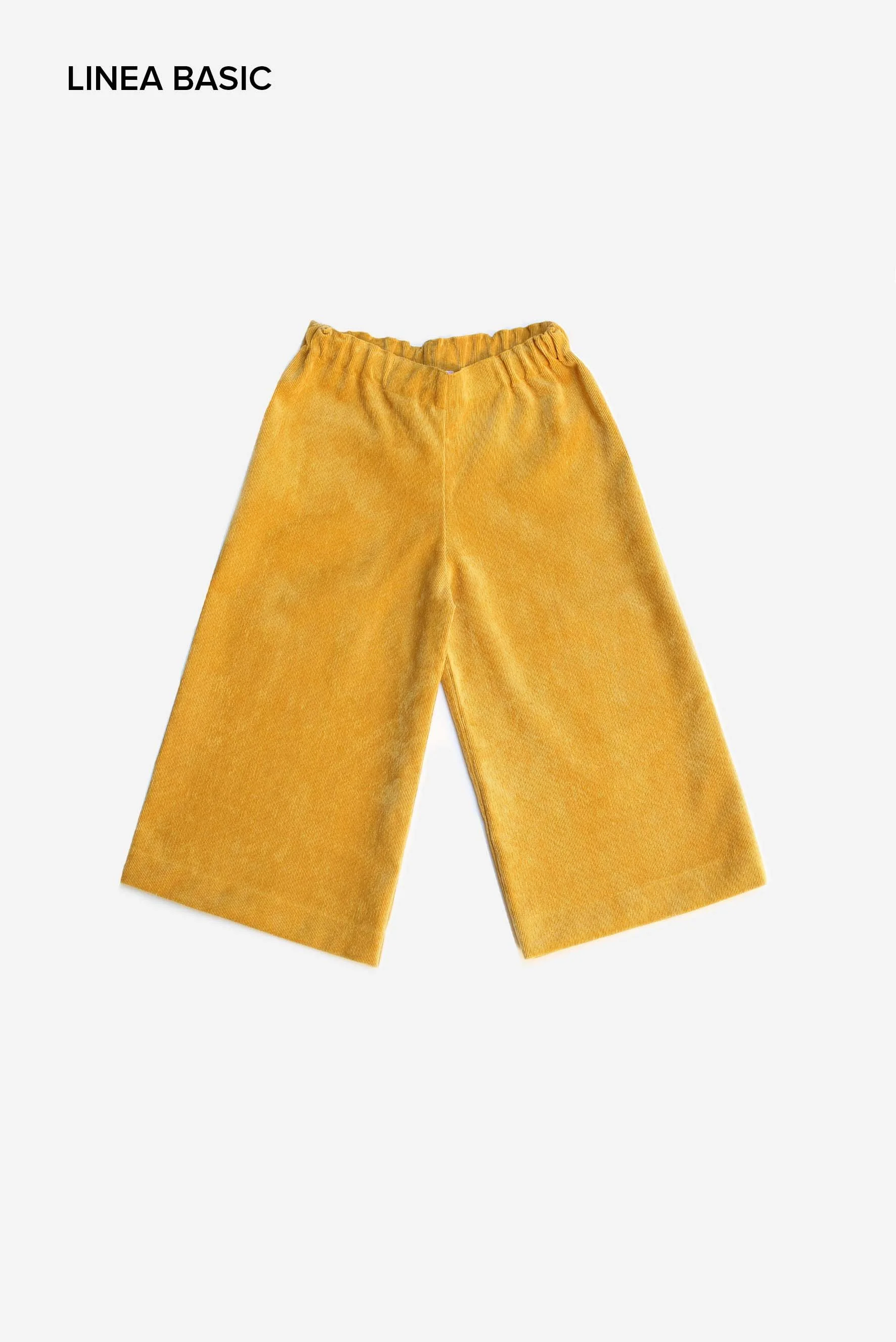Pantaloni larghi bambina in velluto senape