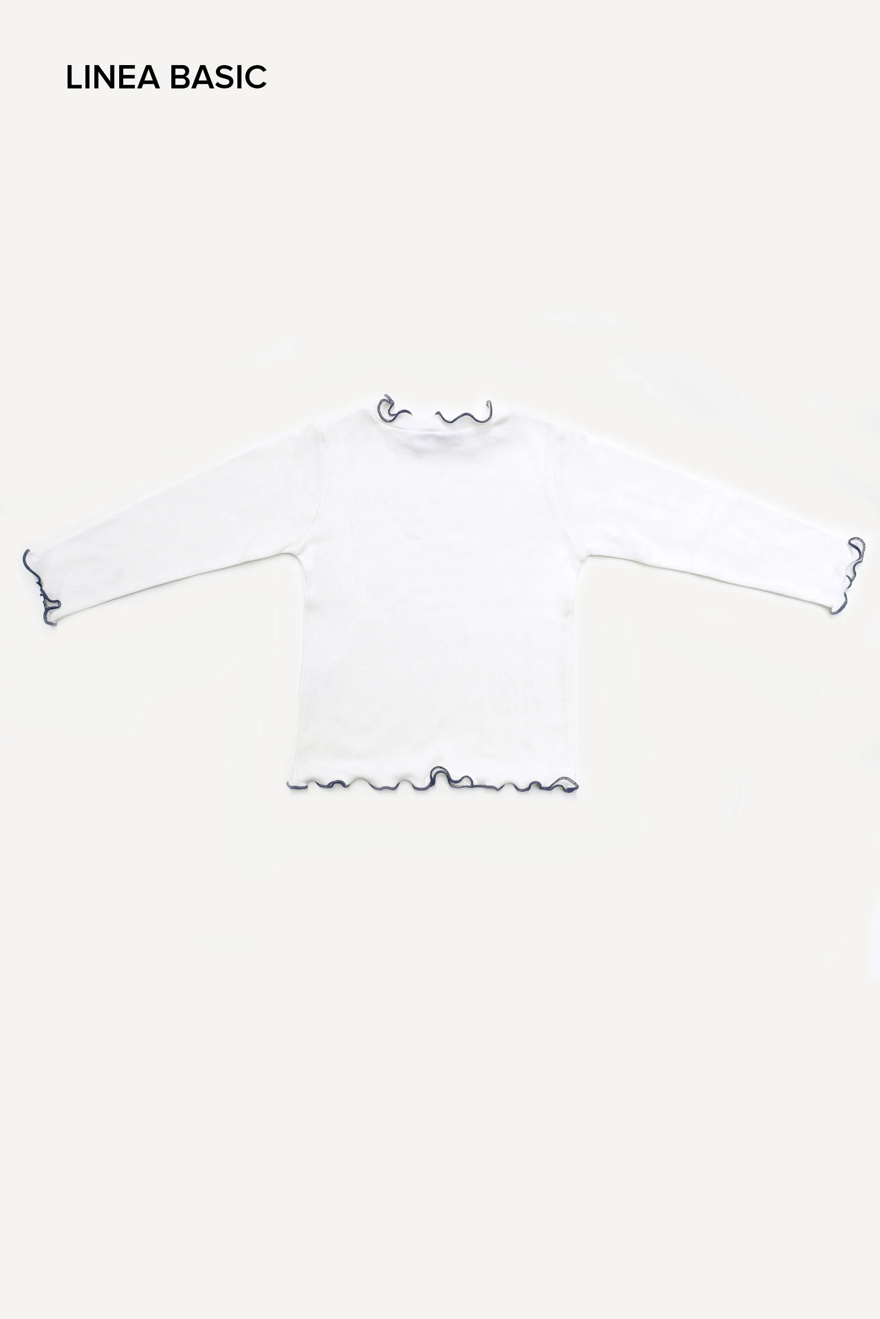 Maglia lupetto bambina con rouches blu