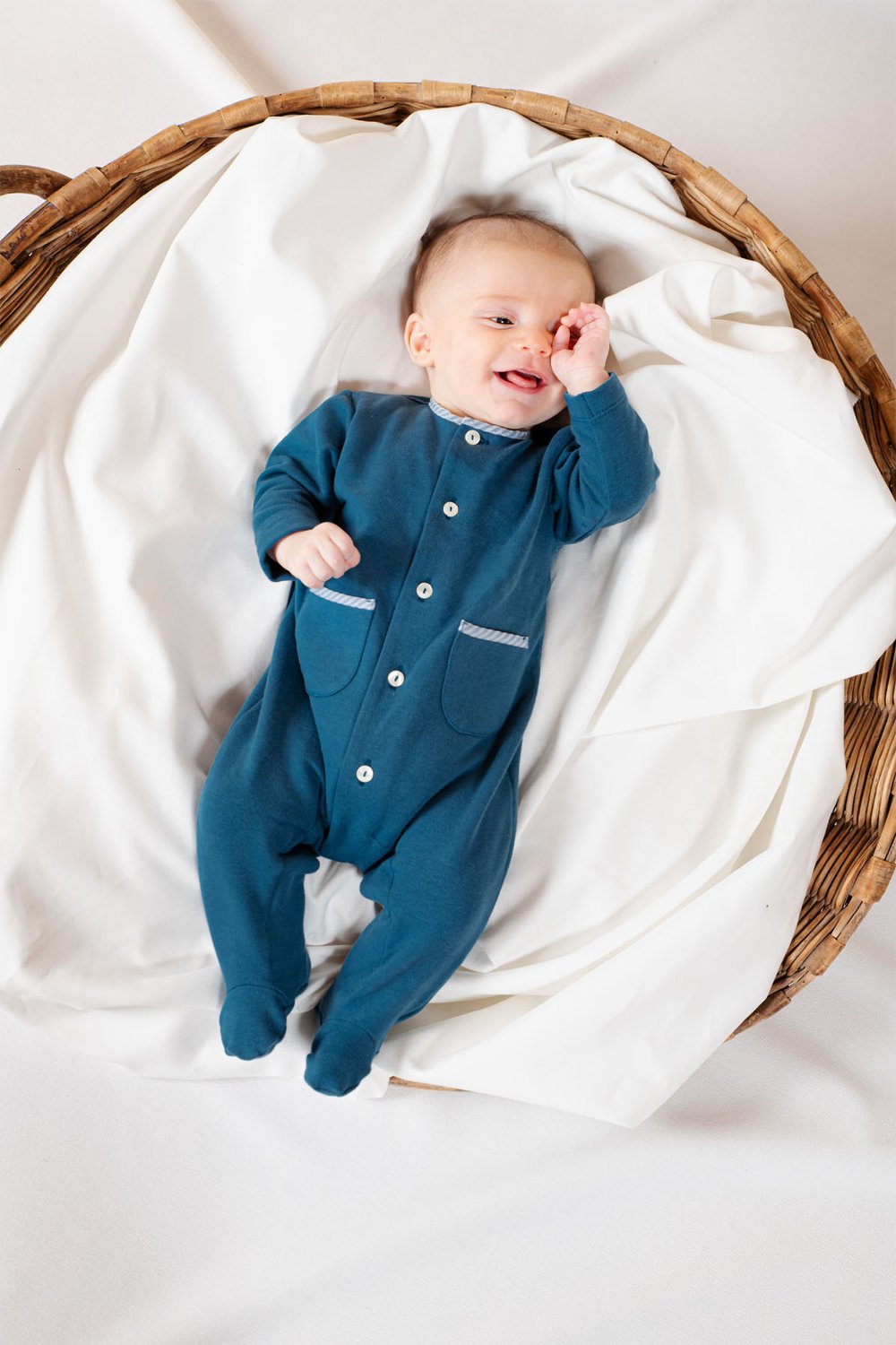 Tutina piedini neonato intelock blu — Crochette