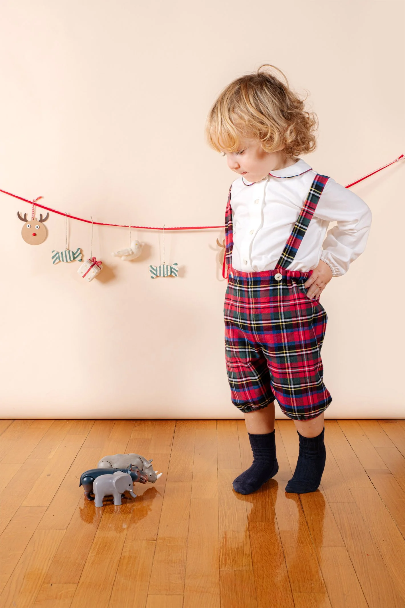 Completo bambino body e zuava scozzese rosso