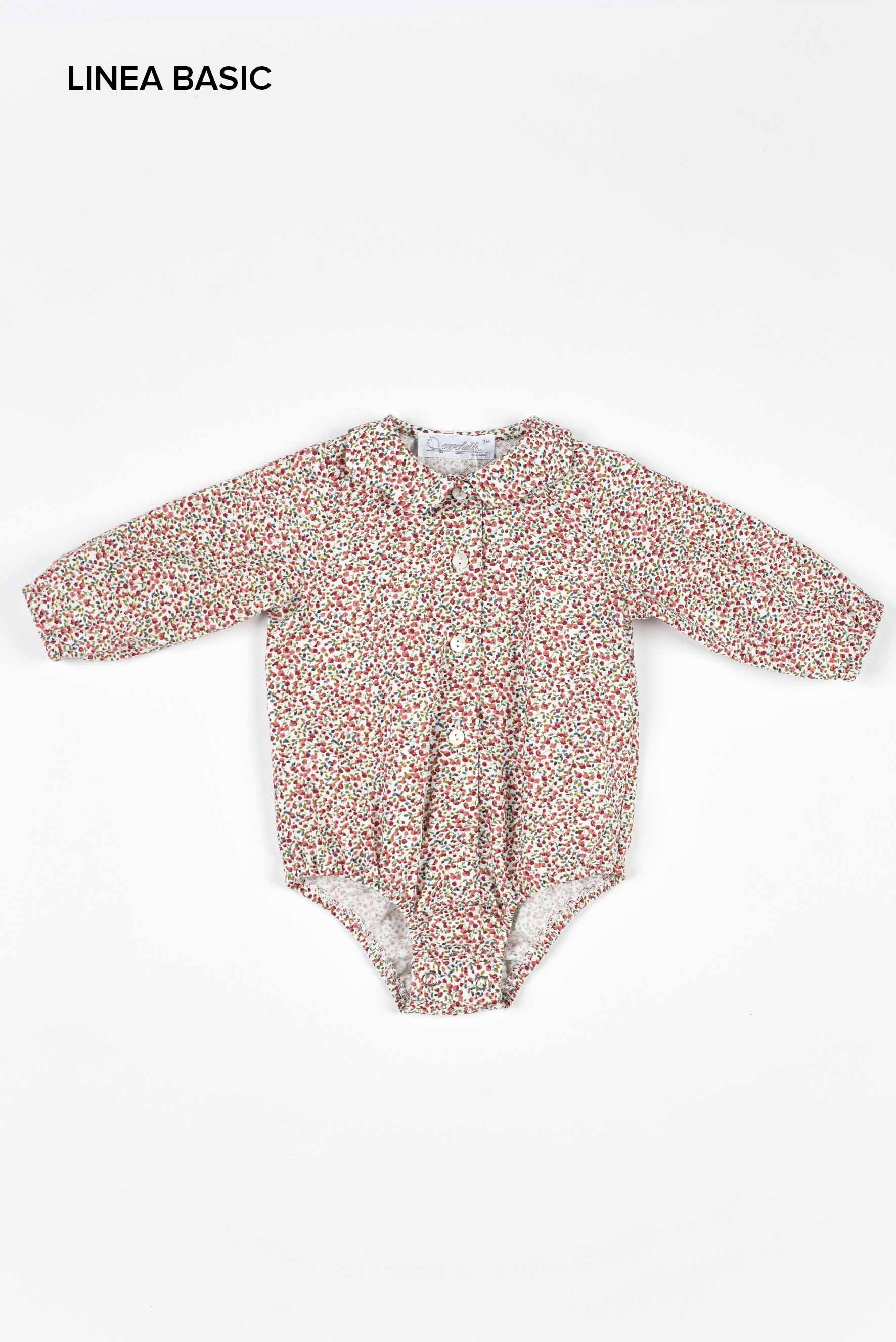 Body camicia neonata fiori marsala