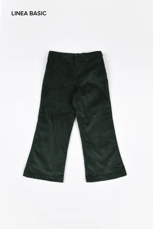 Pantaloni bambina a zampa in velluto verdone — Crochette