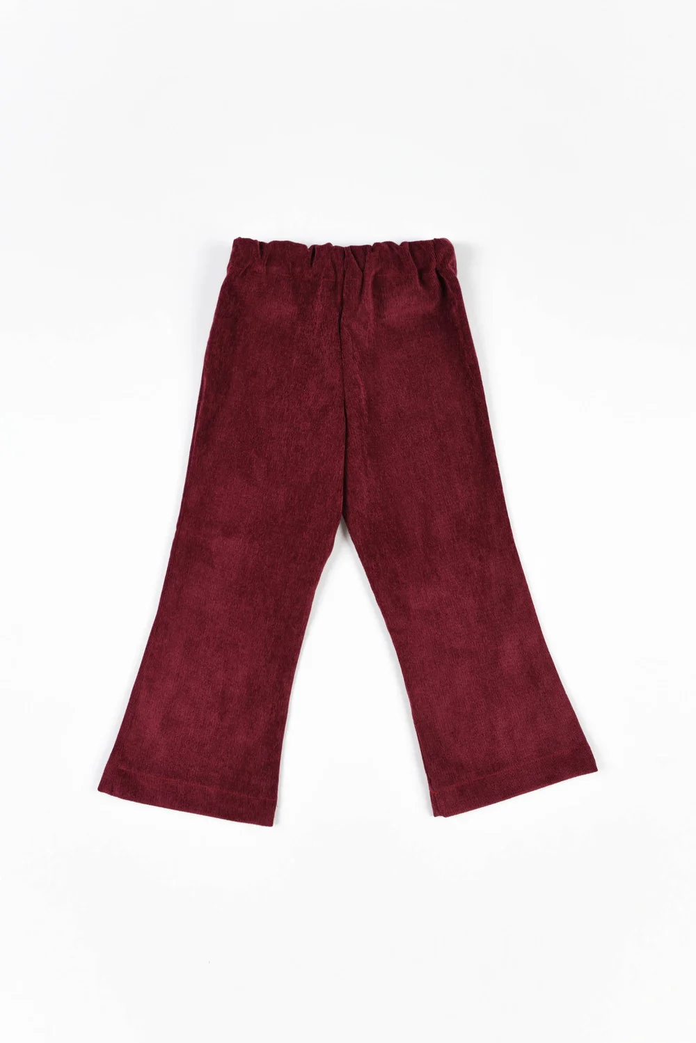 Pantaloni bambina a zampa in velluto a coste bordeaux — Crochette
