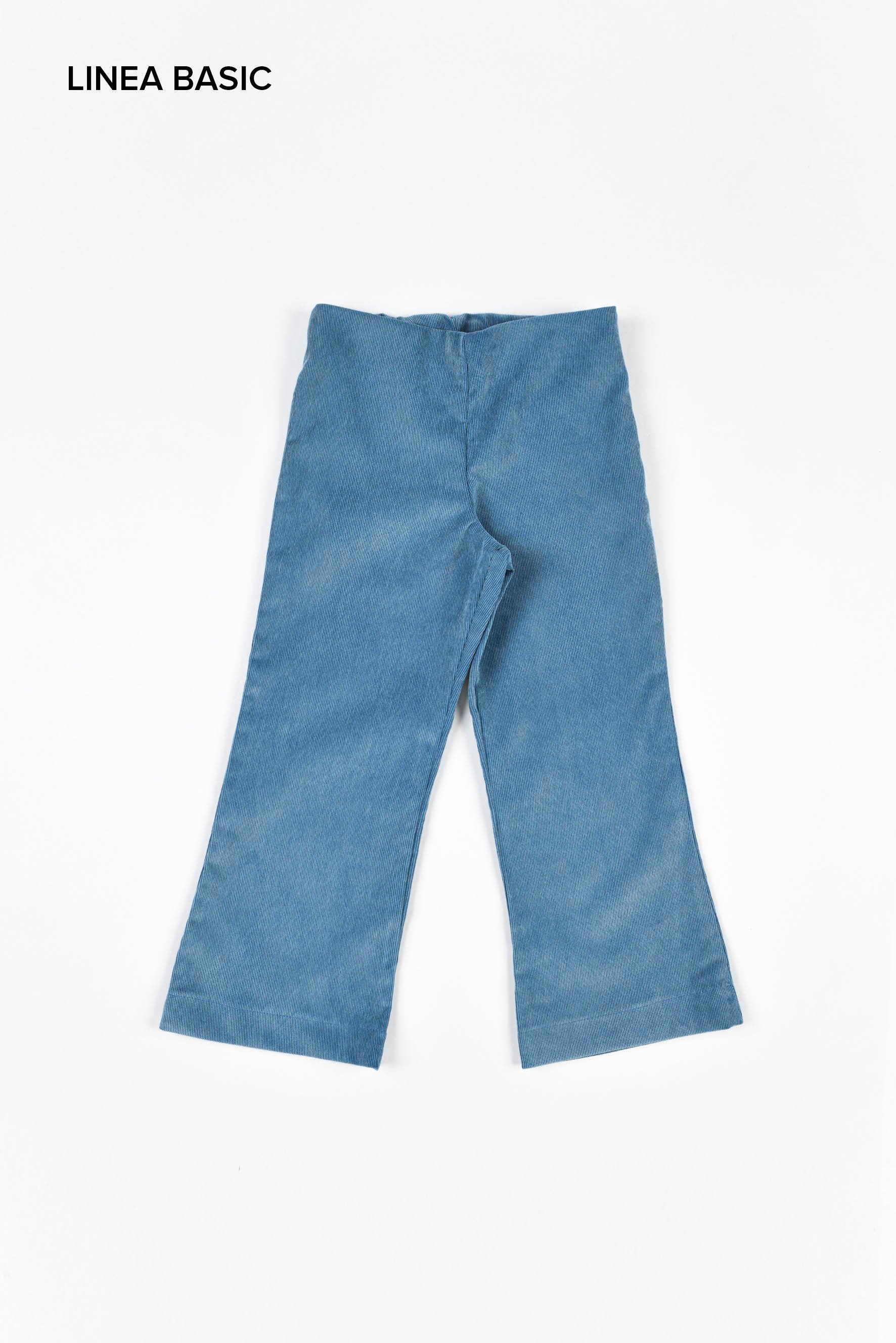 Pantaloni bambina a zampa in velluto a coste avio