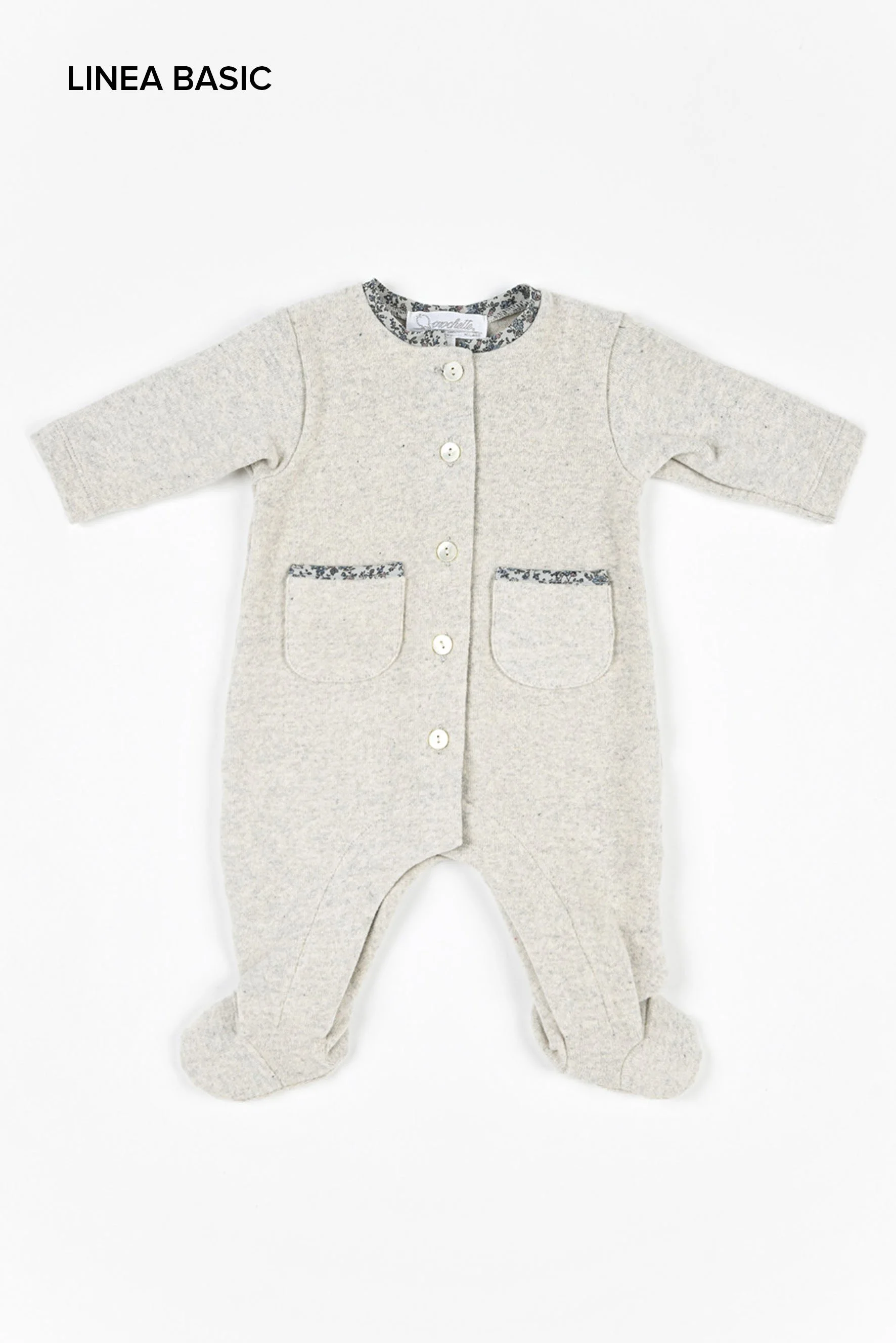 Tutina piedini neonata in maglia grigia