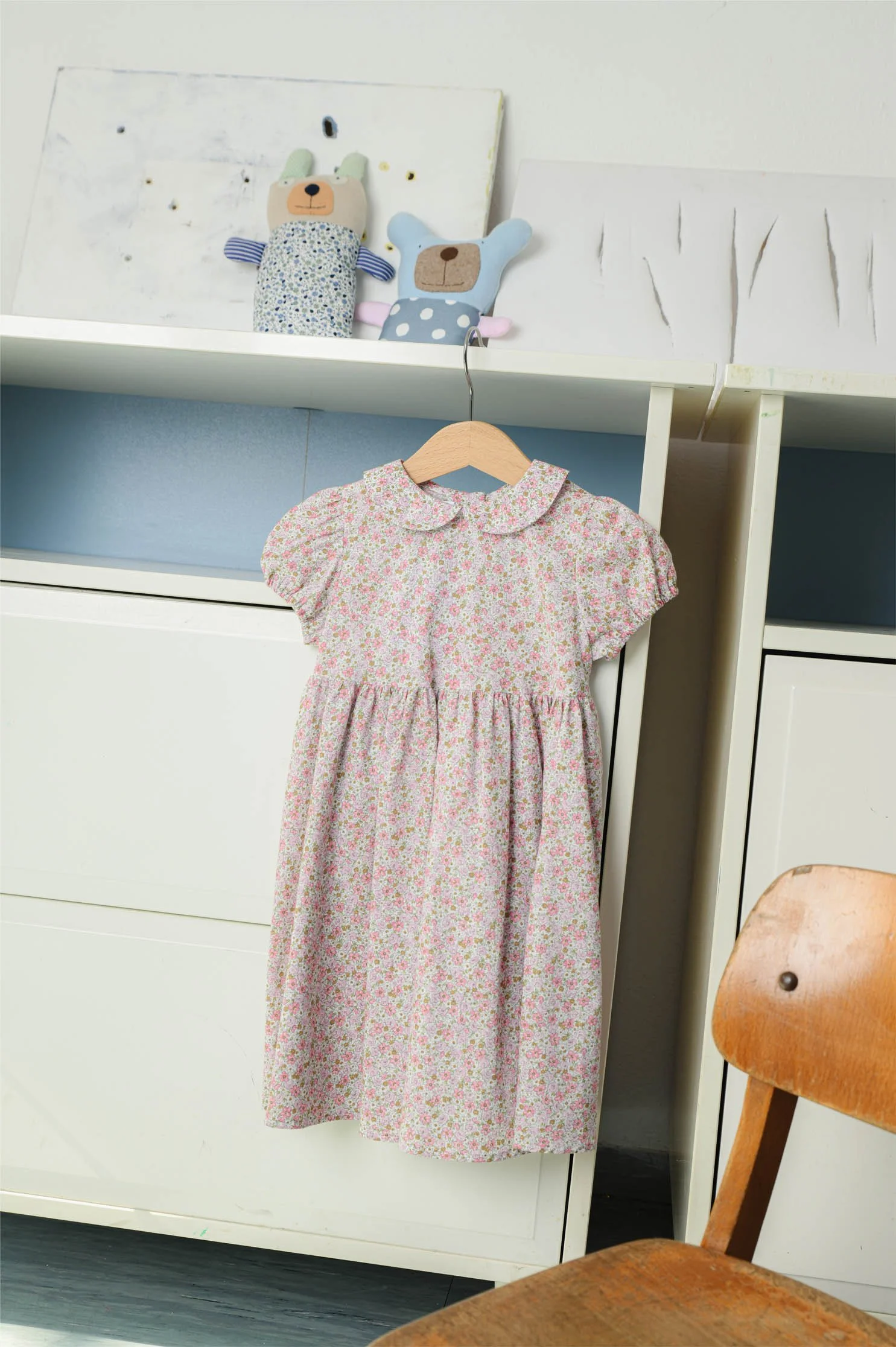 Vestito bambina maniche corte a fiori malva