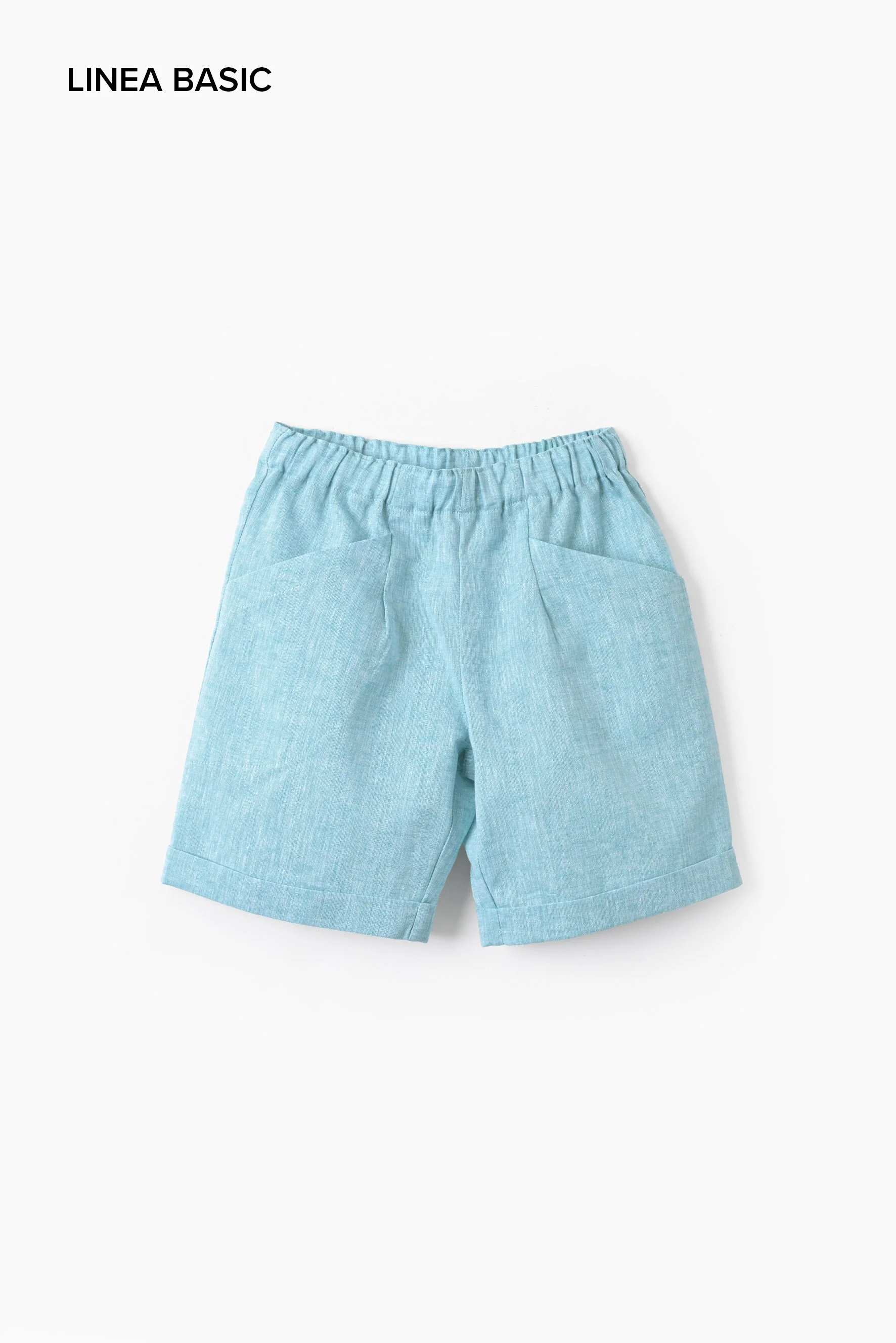 Bermuda bambino lino turchese