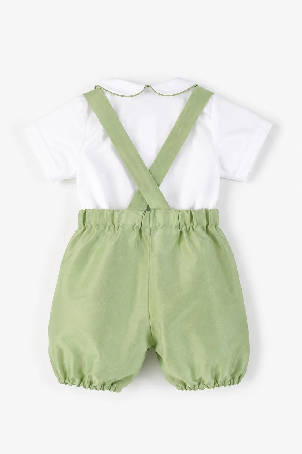 Completo cerimonia camicia raso bianco e zuava verde kiwi retro