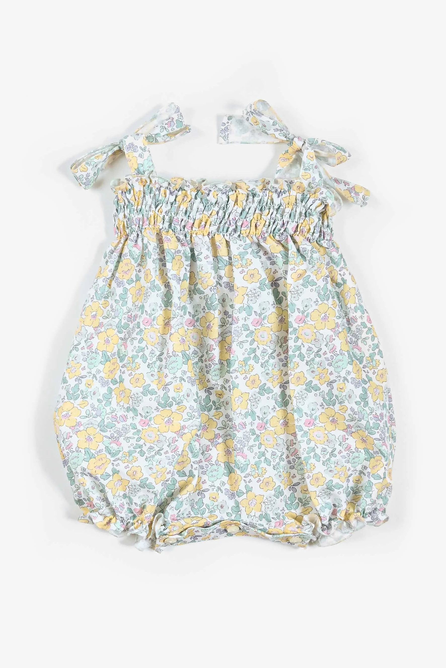 Pagliaccetto Pollo neonata fiore giallo basic retro