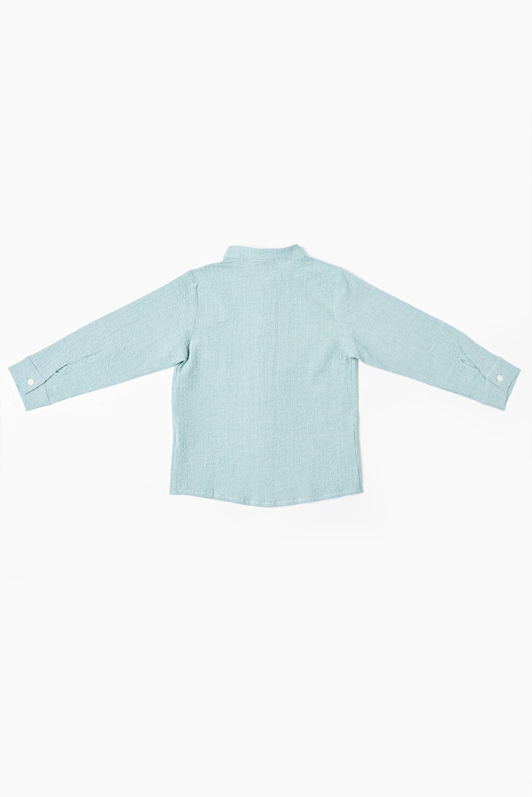 Camicia bambino coreana righina verde retro